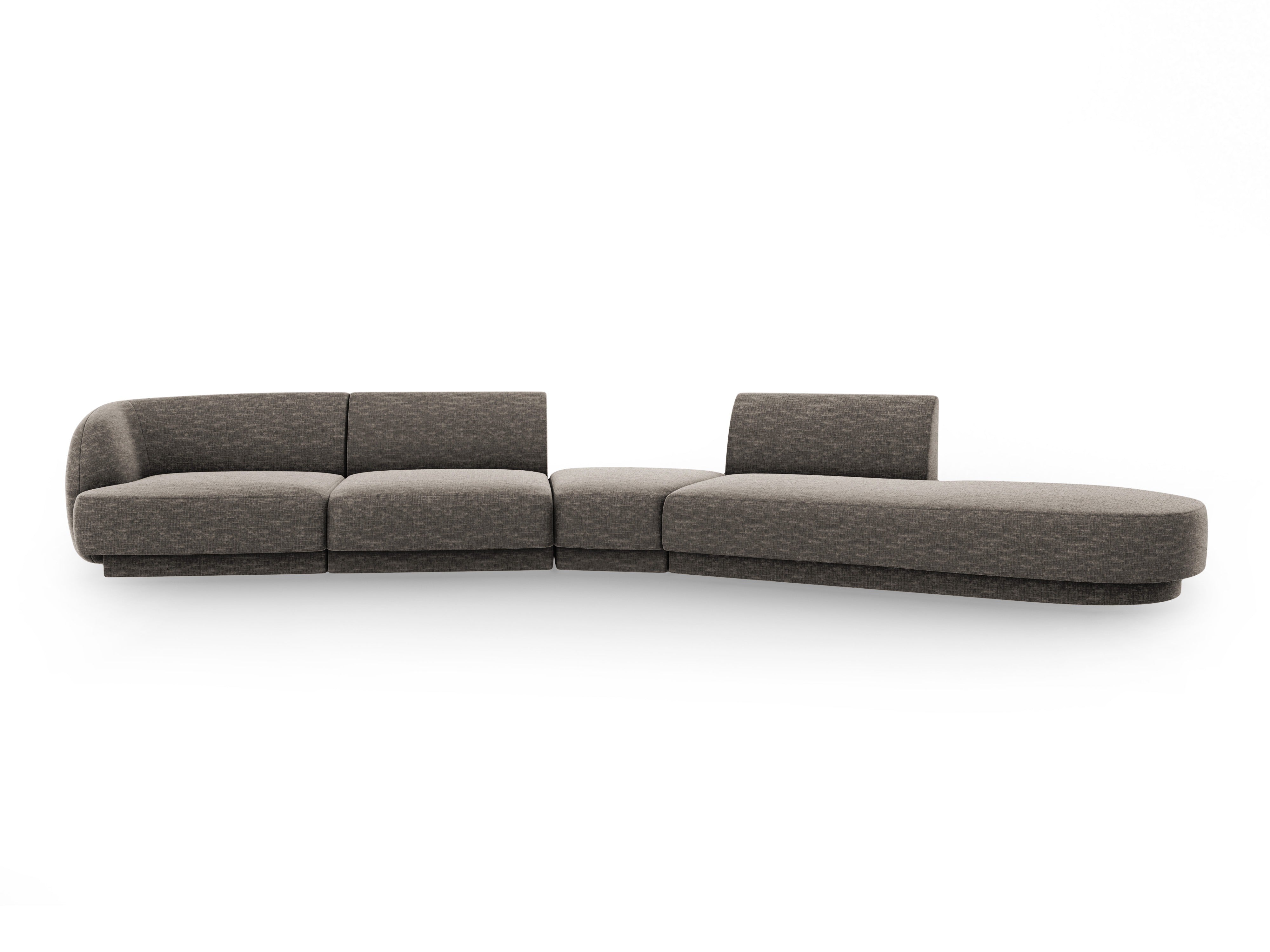 Right-facing modular corner sofa for 7 people MILEY in silky gray chenille
