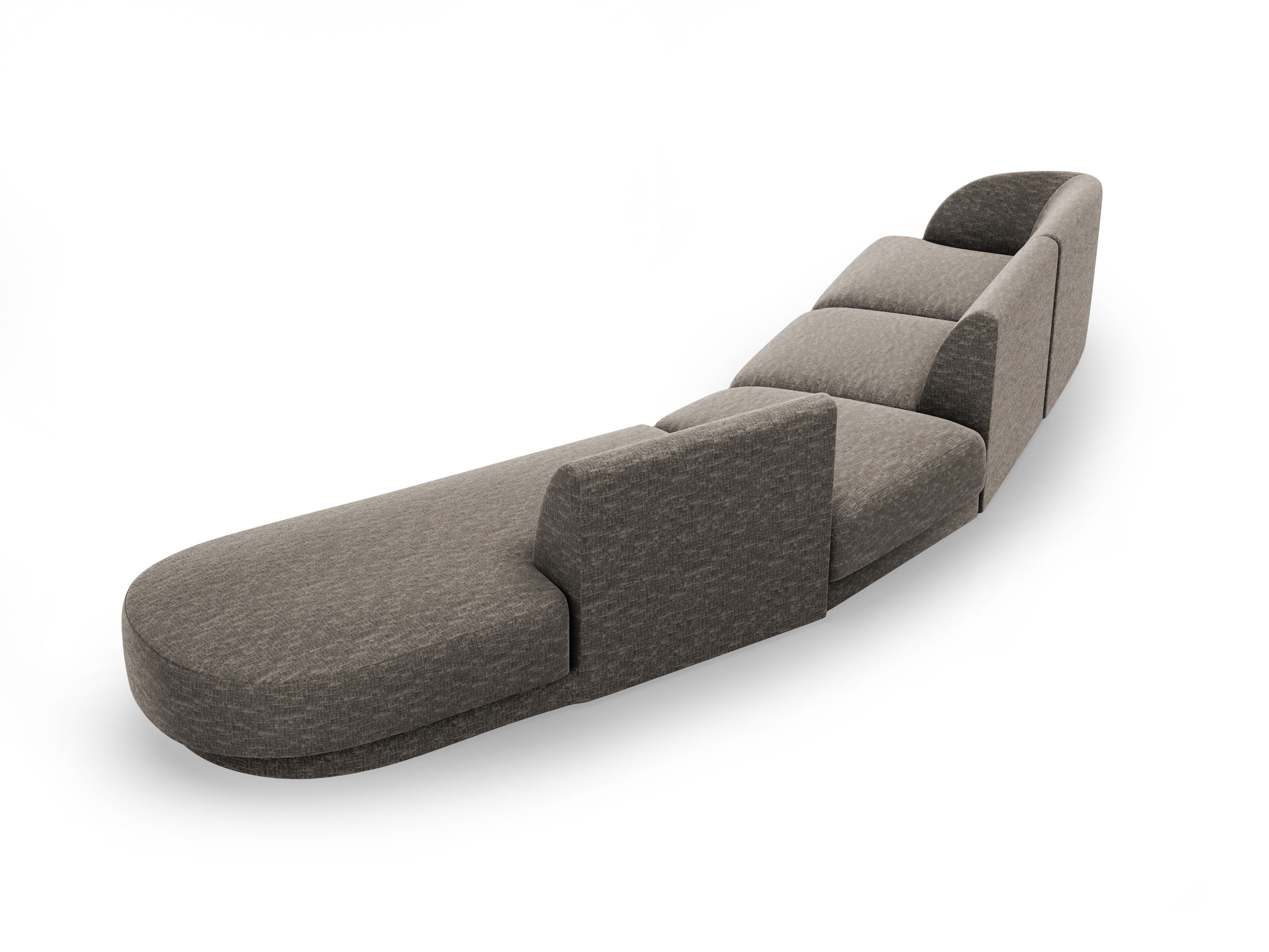 Right-facing modular corner sofa for 7 people MILEY in silky gray chenille