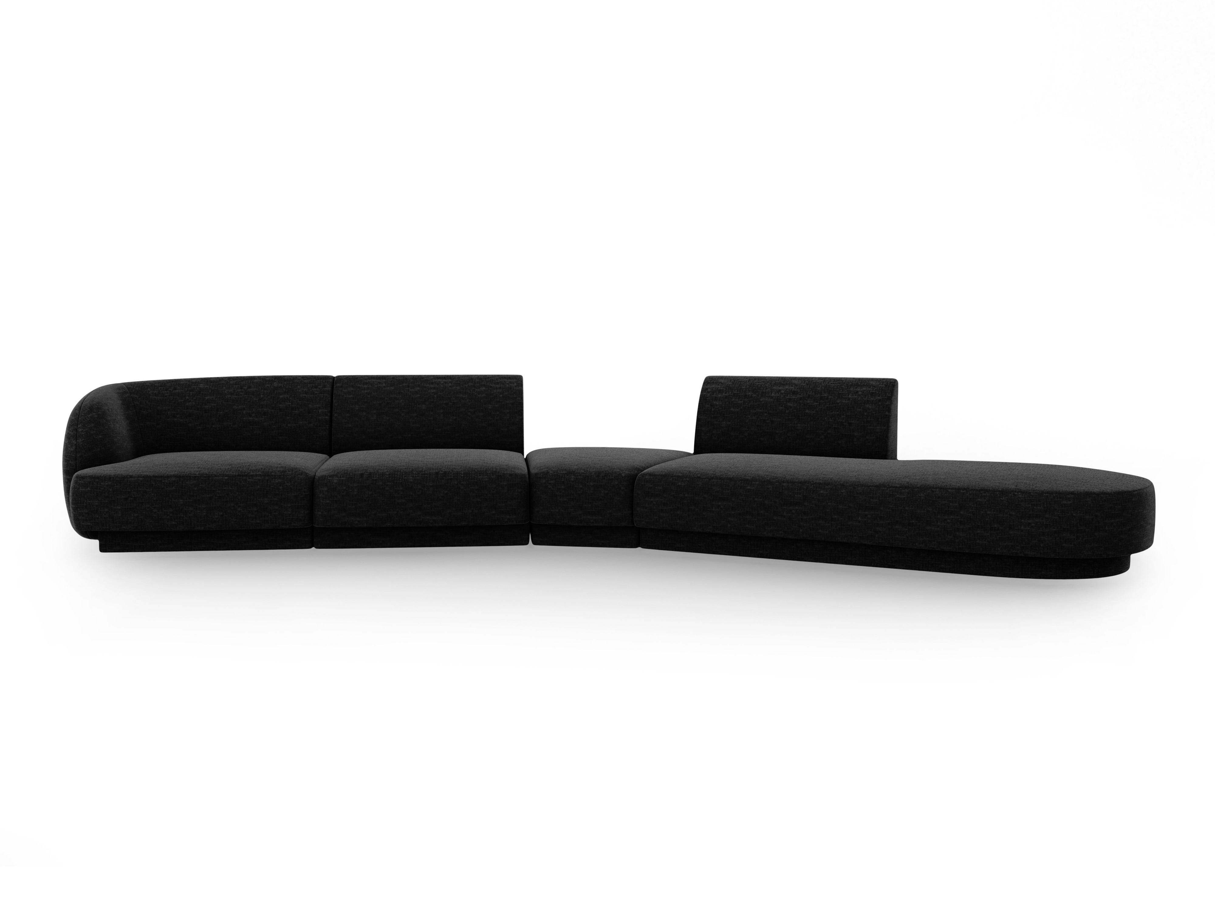 Right-facing modular corner sofa for 7 people MILEY black chenille silky