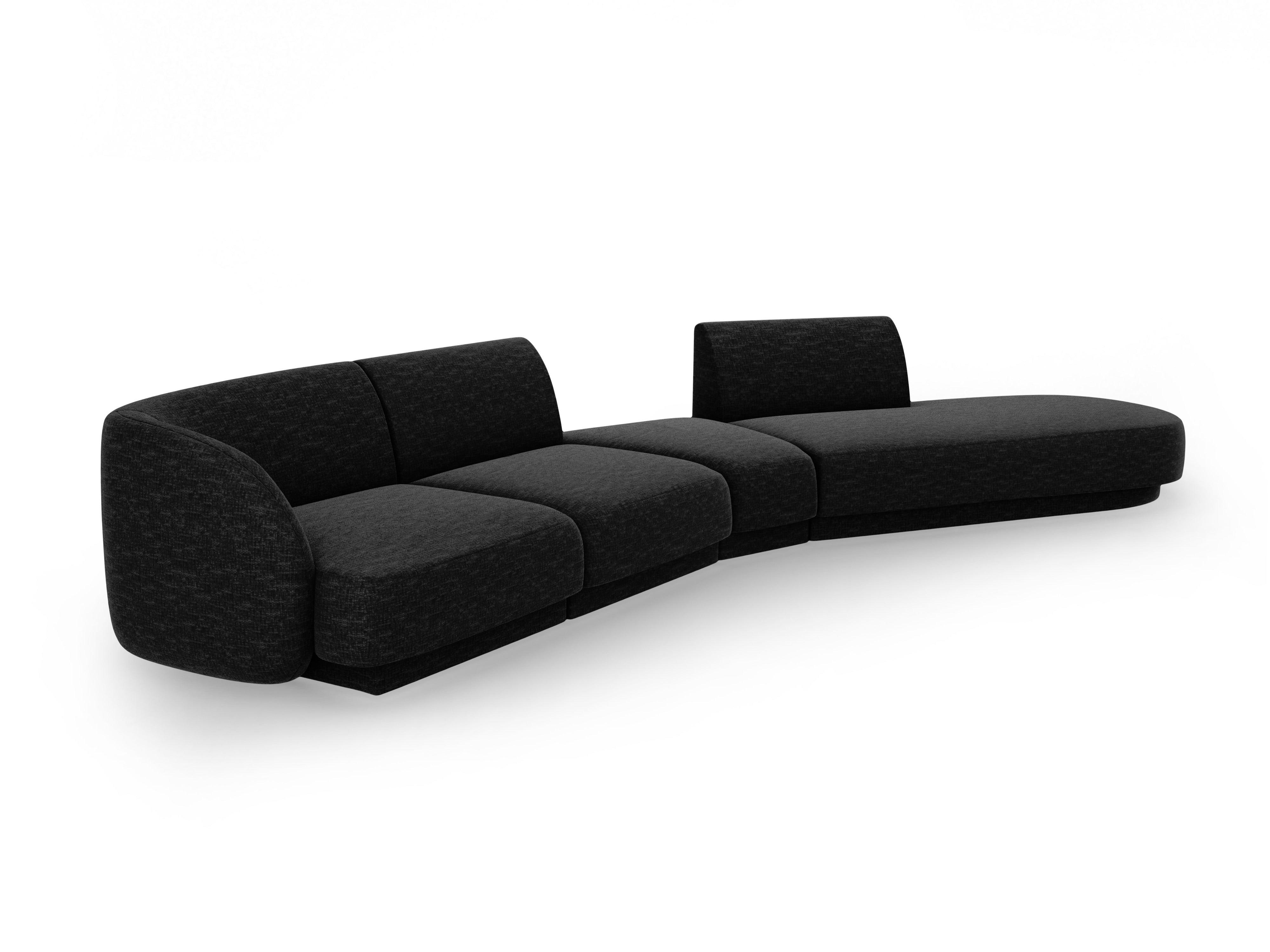 Right-facing modular corner sofa for 7 people MILEY black chenille silky