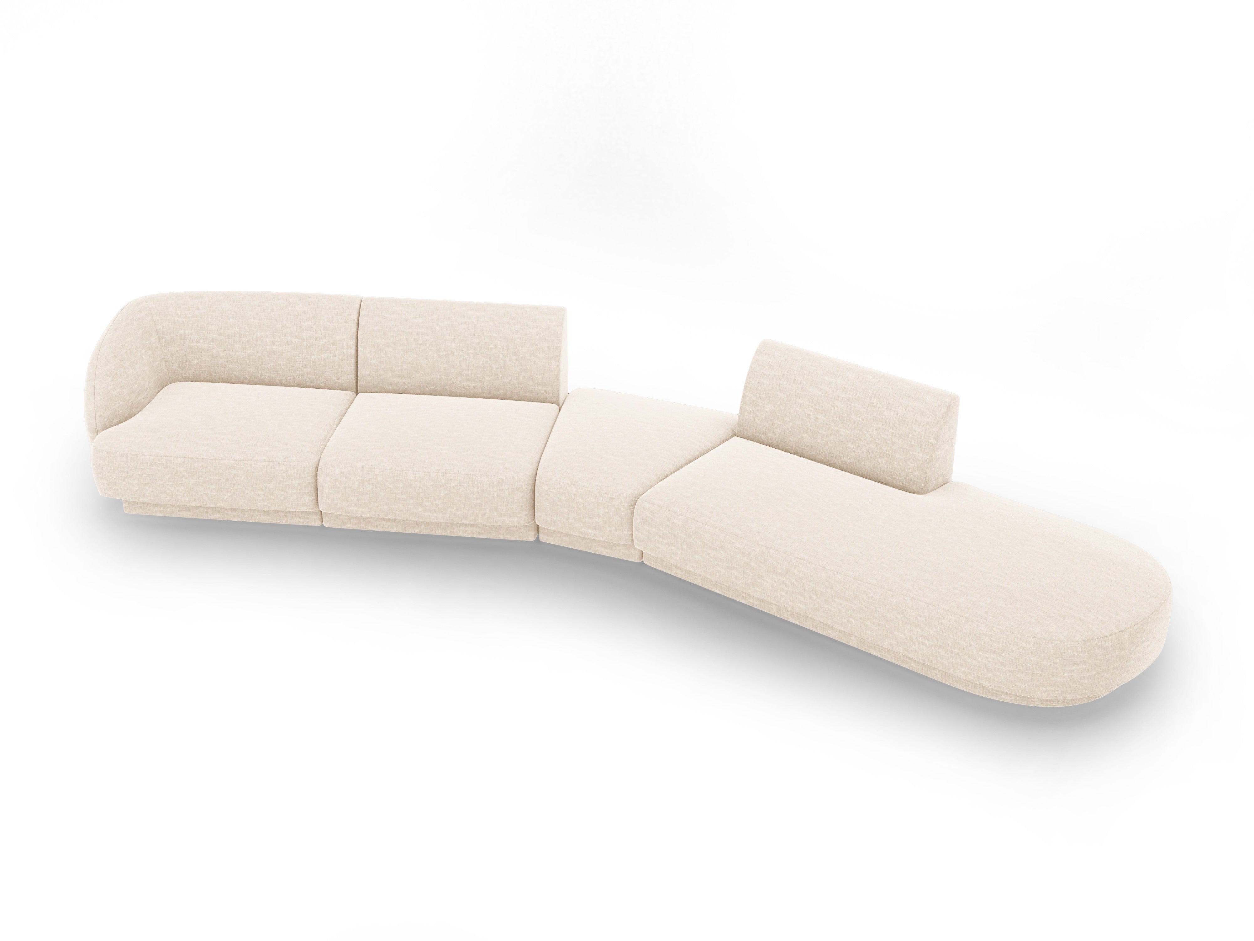 Right-facing modular corner sofa for 7 people MILEY ivory chenille
