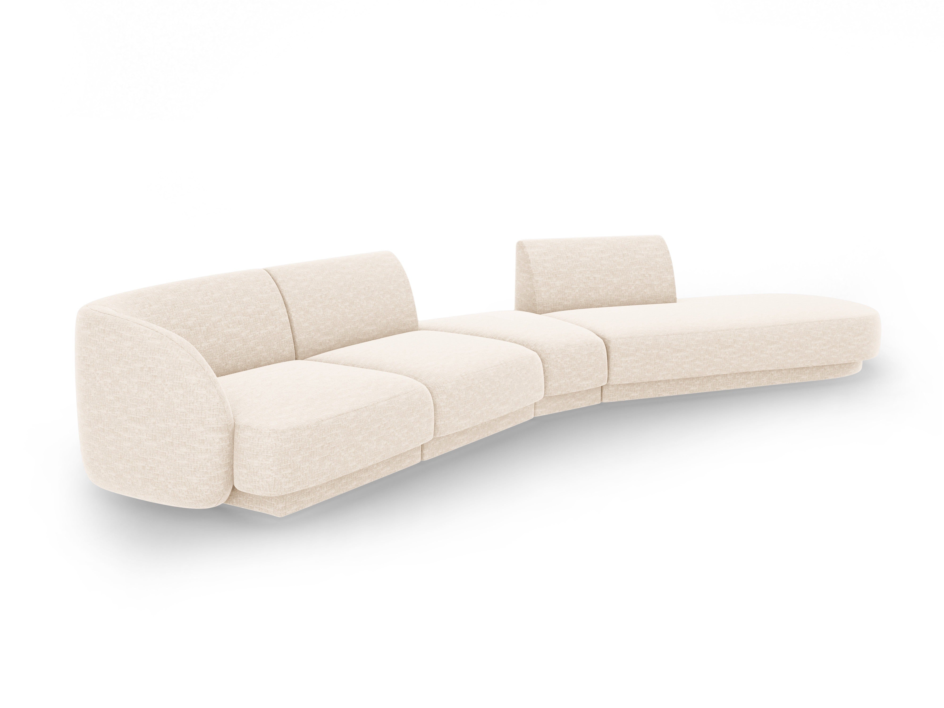 Right-facing modular corner sofa for 7 people MILEY ivory chenille