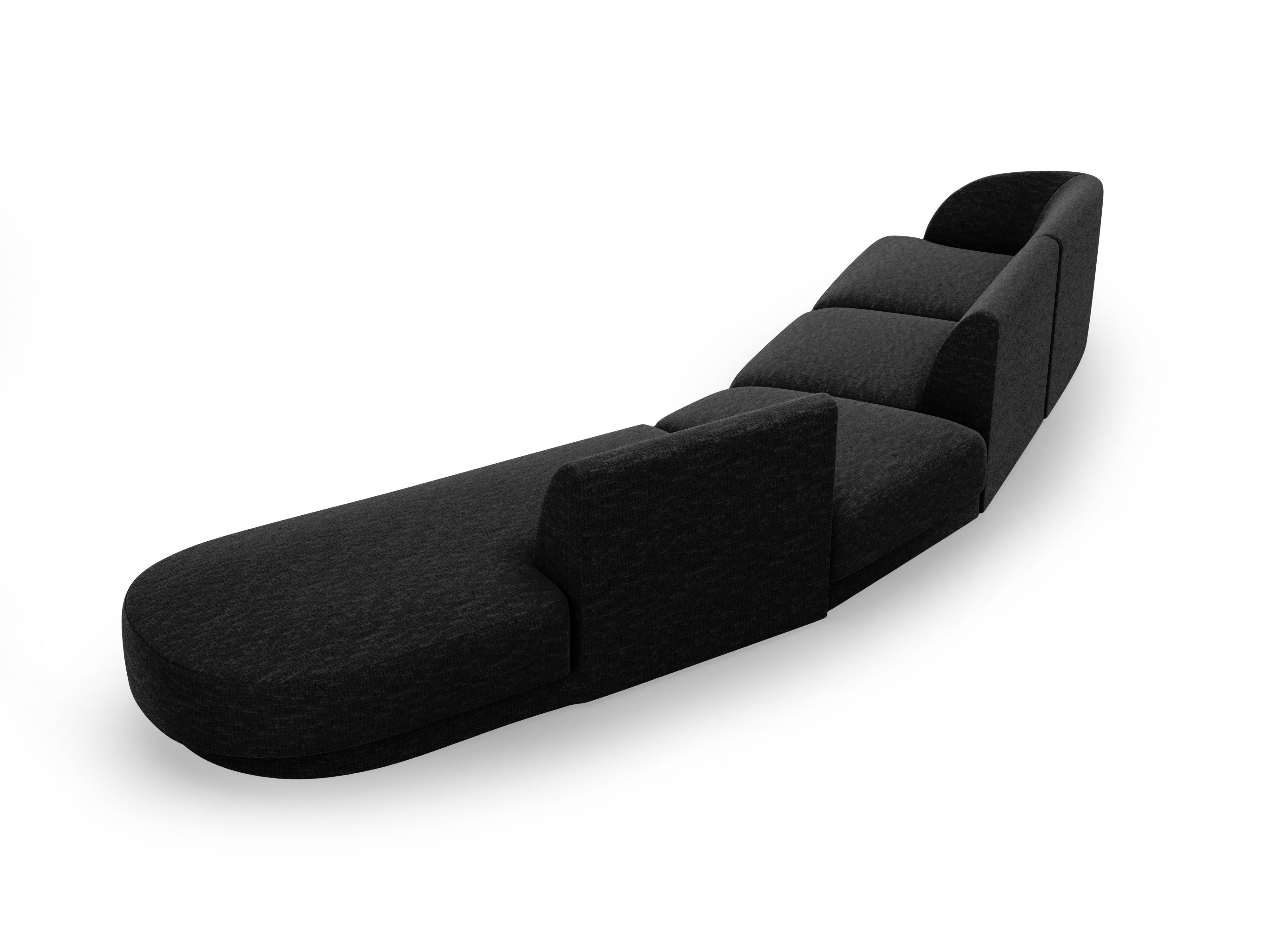 Right-facing modular corner sofa for 7 people MILEY black chenille