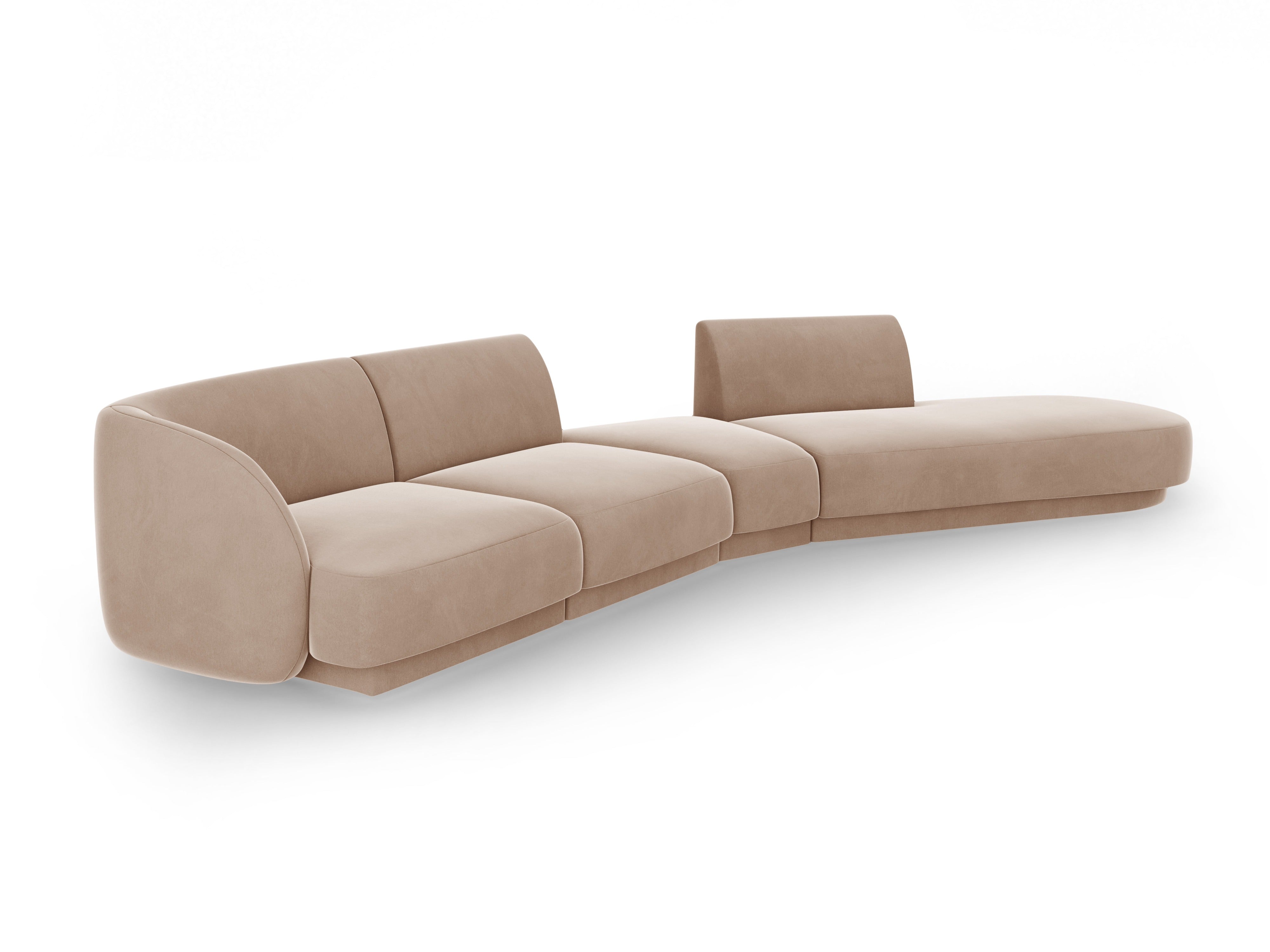 Right-facing velvet modular corner sofa for 7 people MILEY cappuccino
