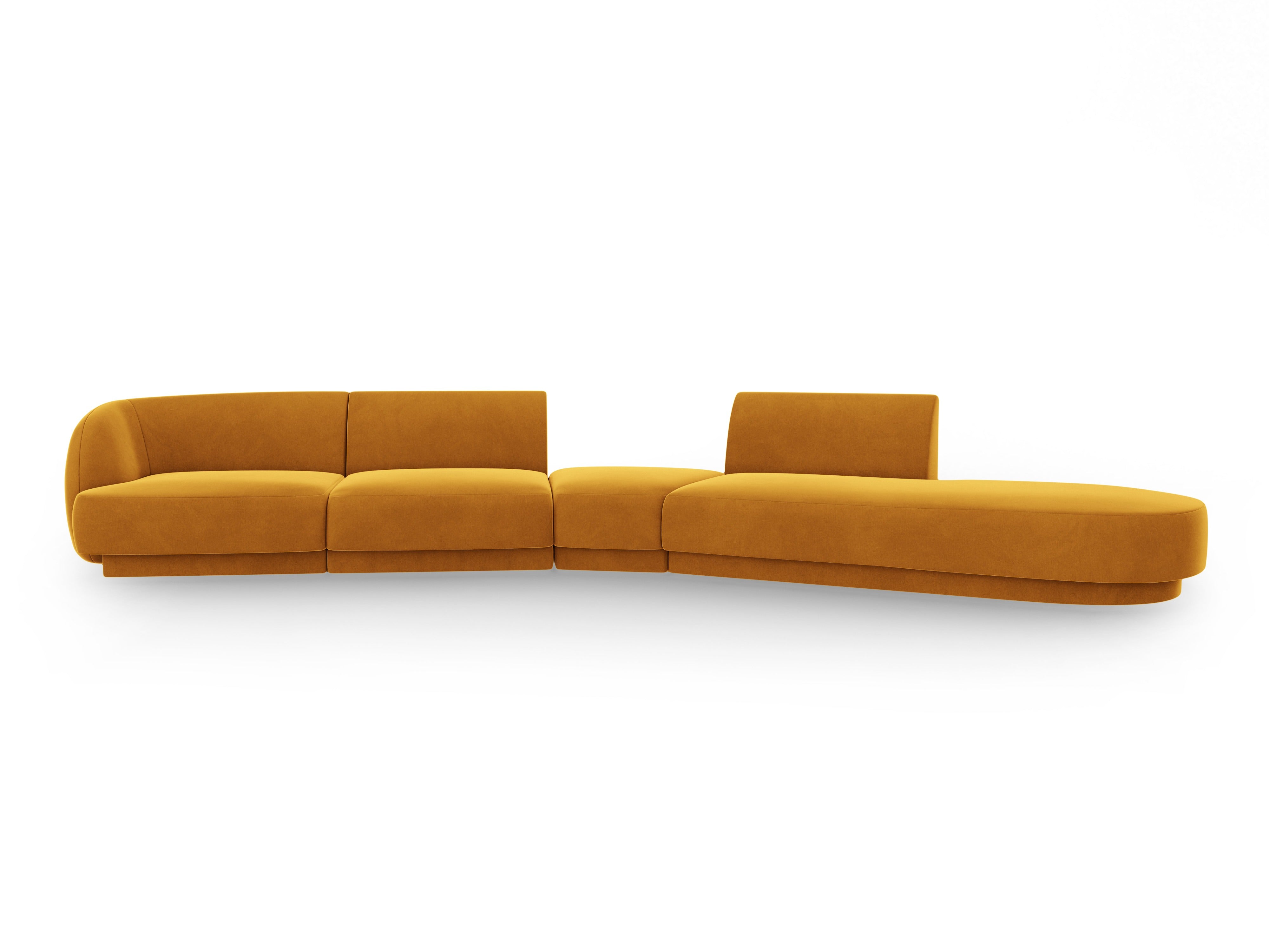 Modular velvet corner sofa right-facing 7-seater MILEY yellow