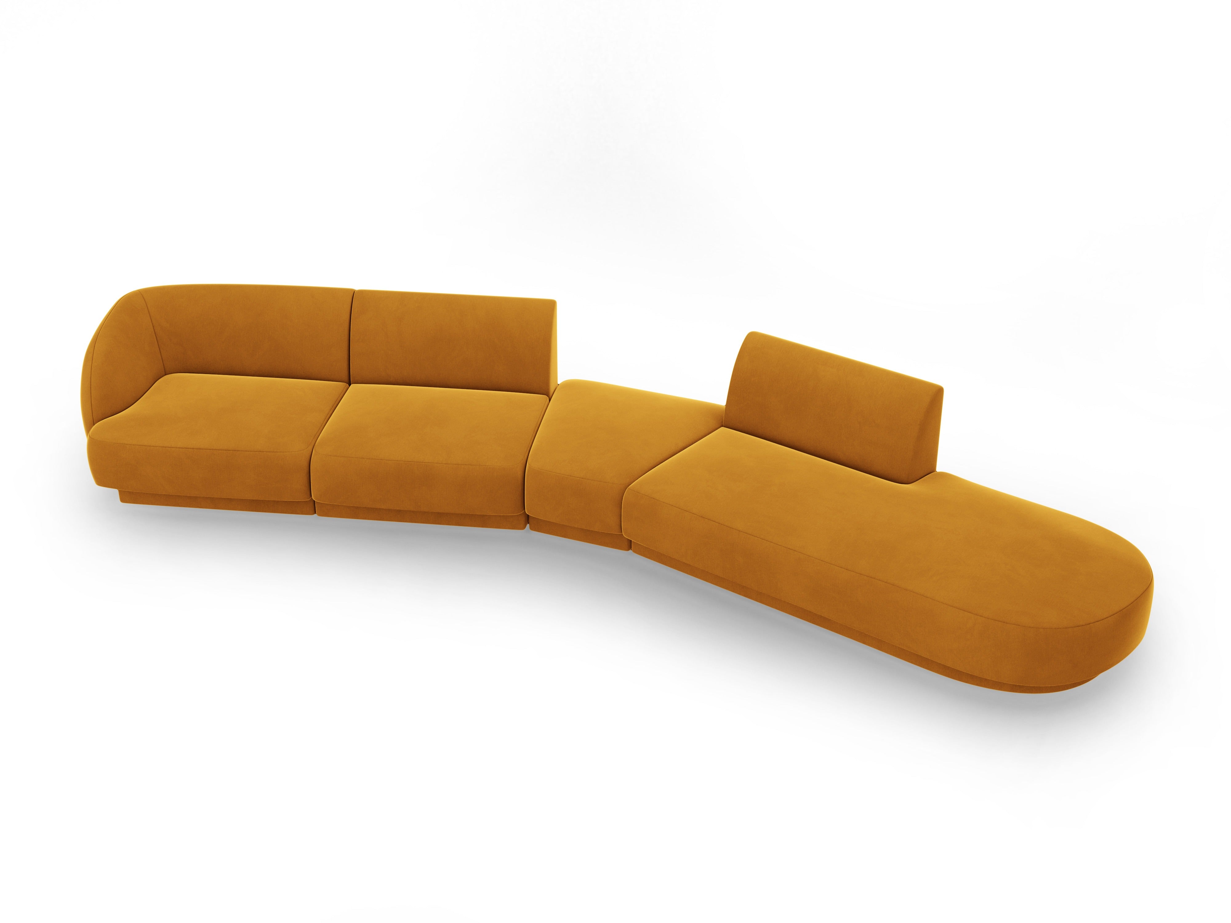 Modular velvet corner sofa right-facing 7-seater MILEY yellow