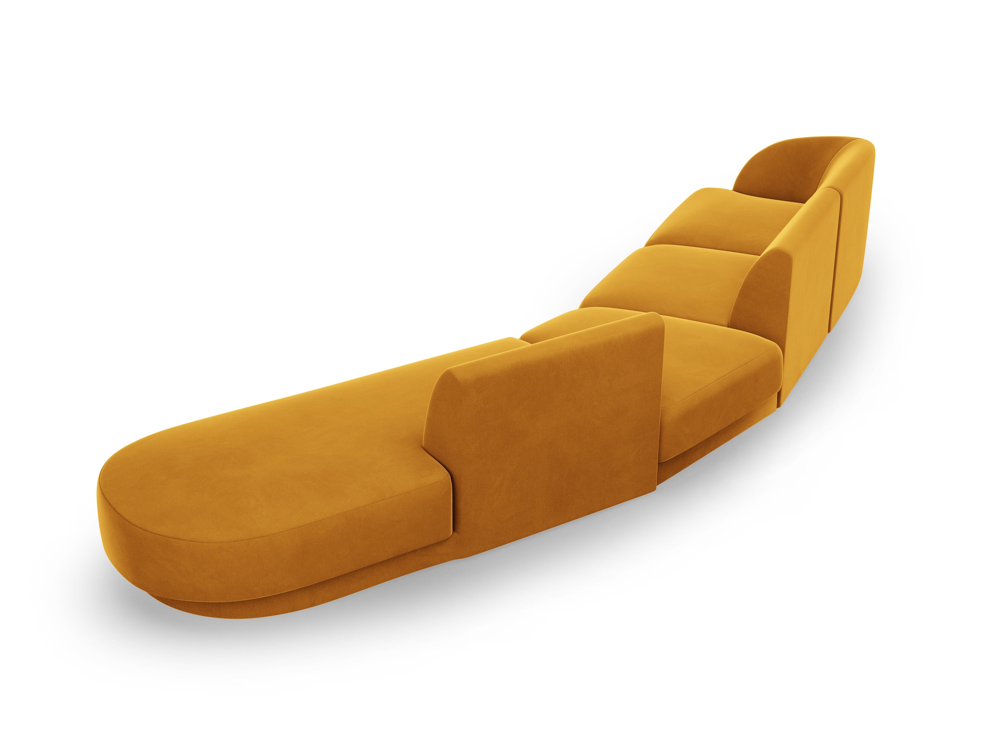 Modular velvet corner sofa right-facing 7-seater MILEY yellow