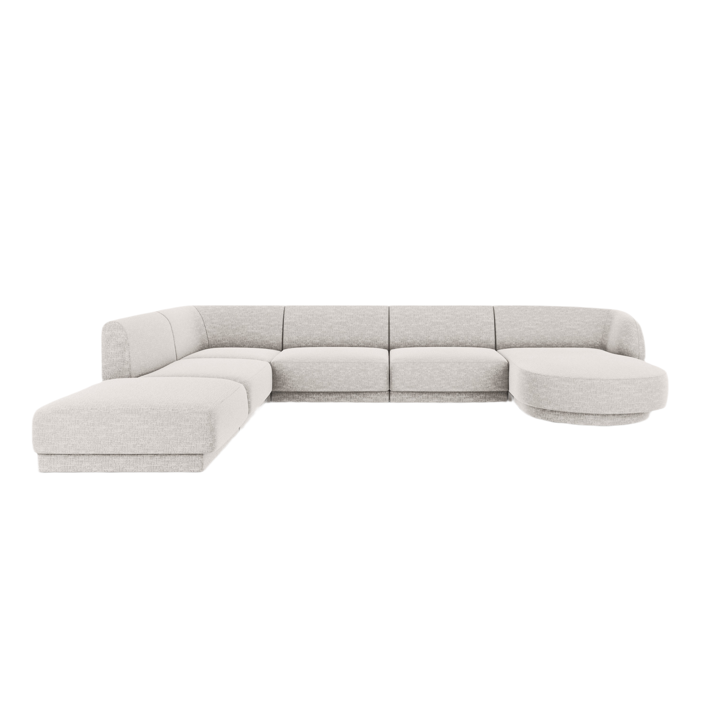 Left-sided panoramic corner sofa for 6 people MILEY light gray silky chenille