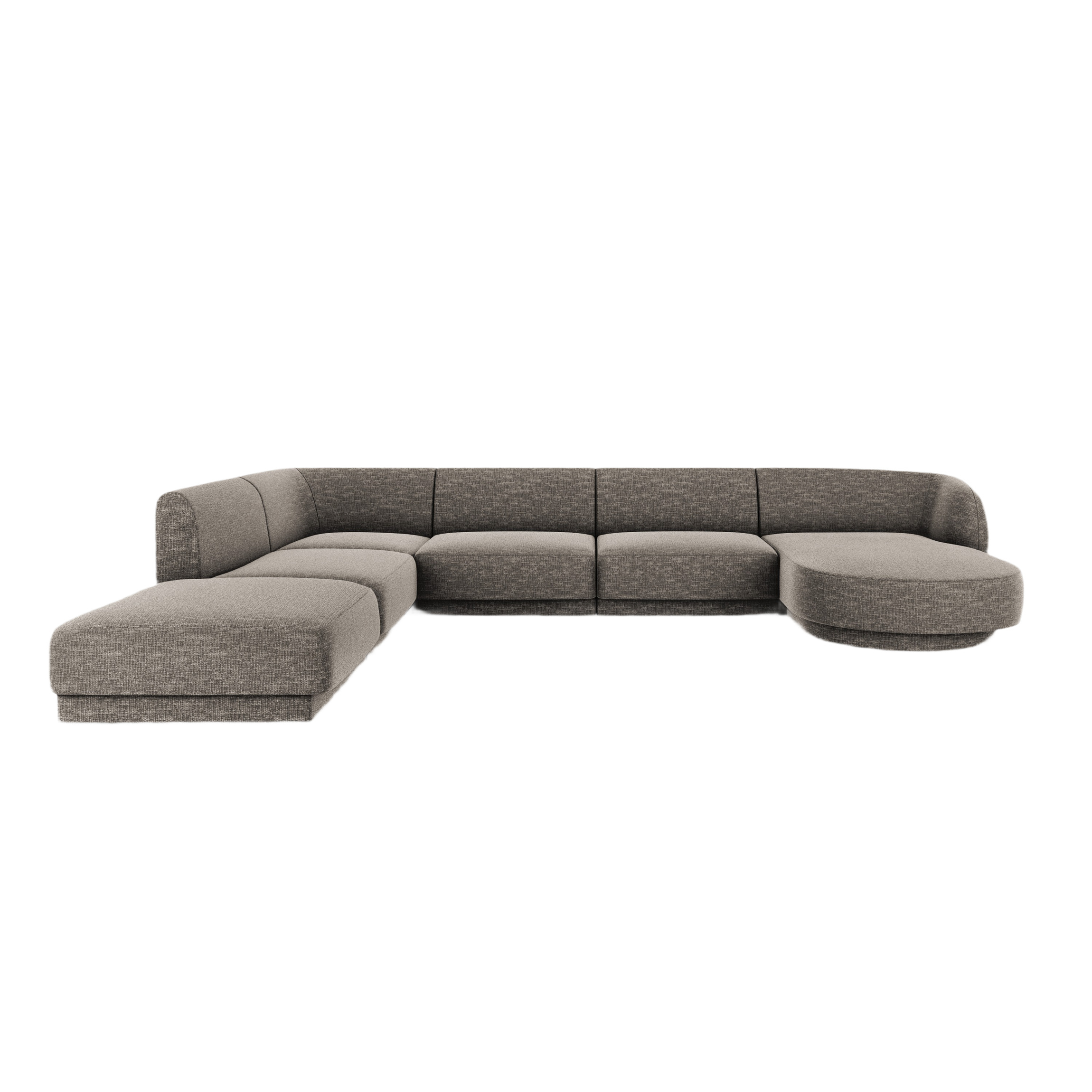 Left-sided panoramic corner sofa for 6 people MILEY in silky gray chenille