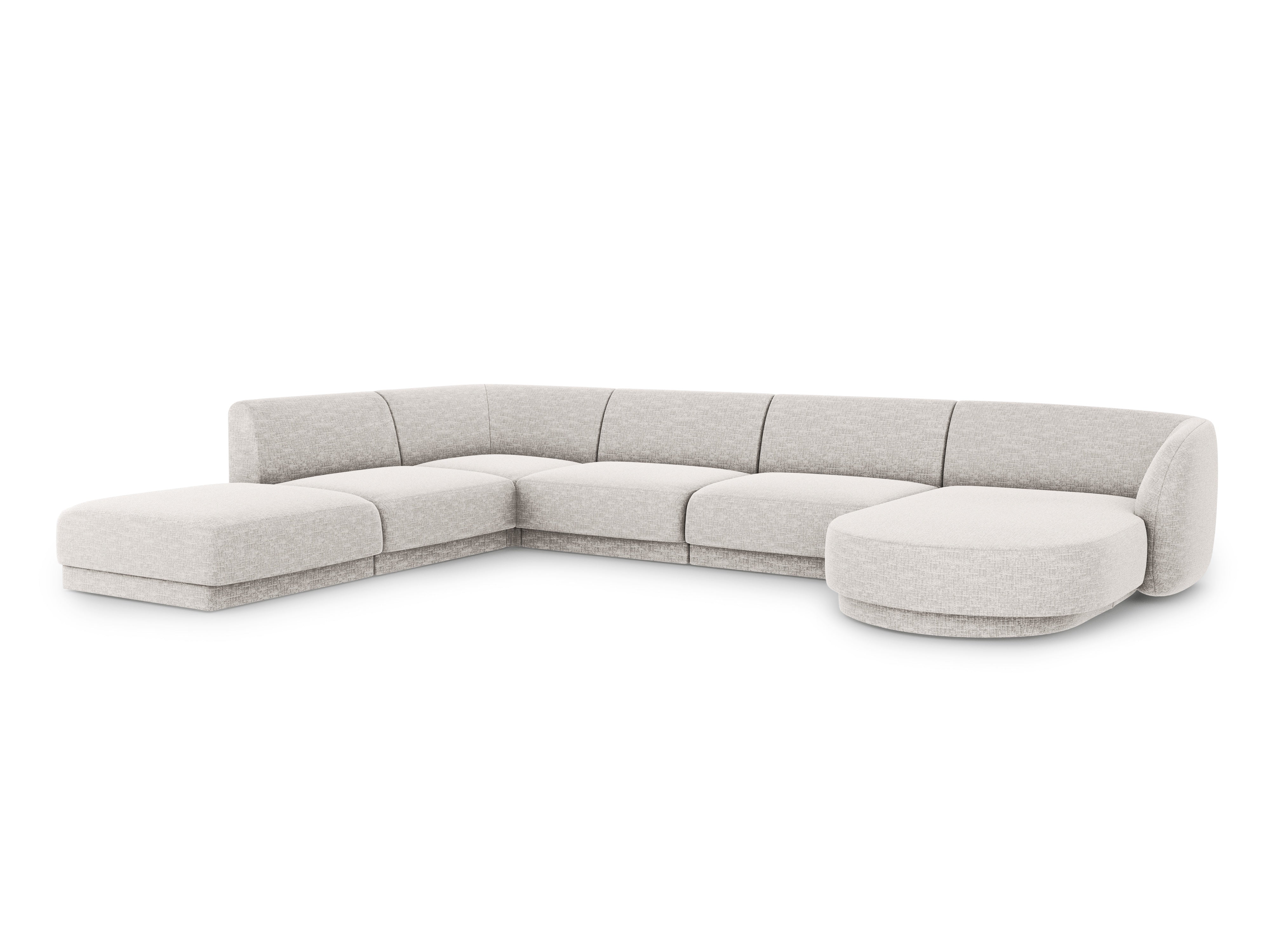 Left-facing U-shaped sofa MILEY gray chenille
