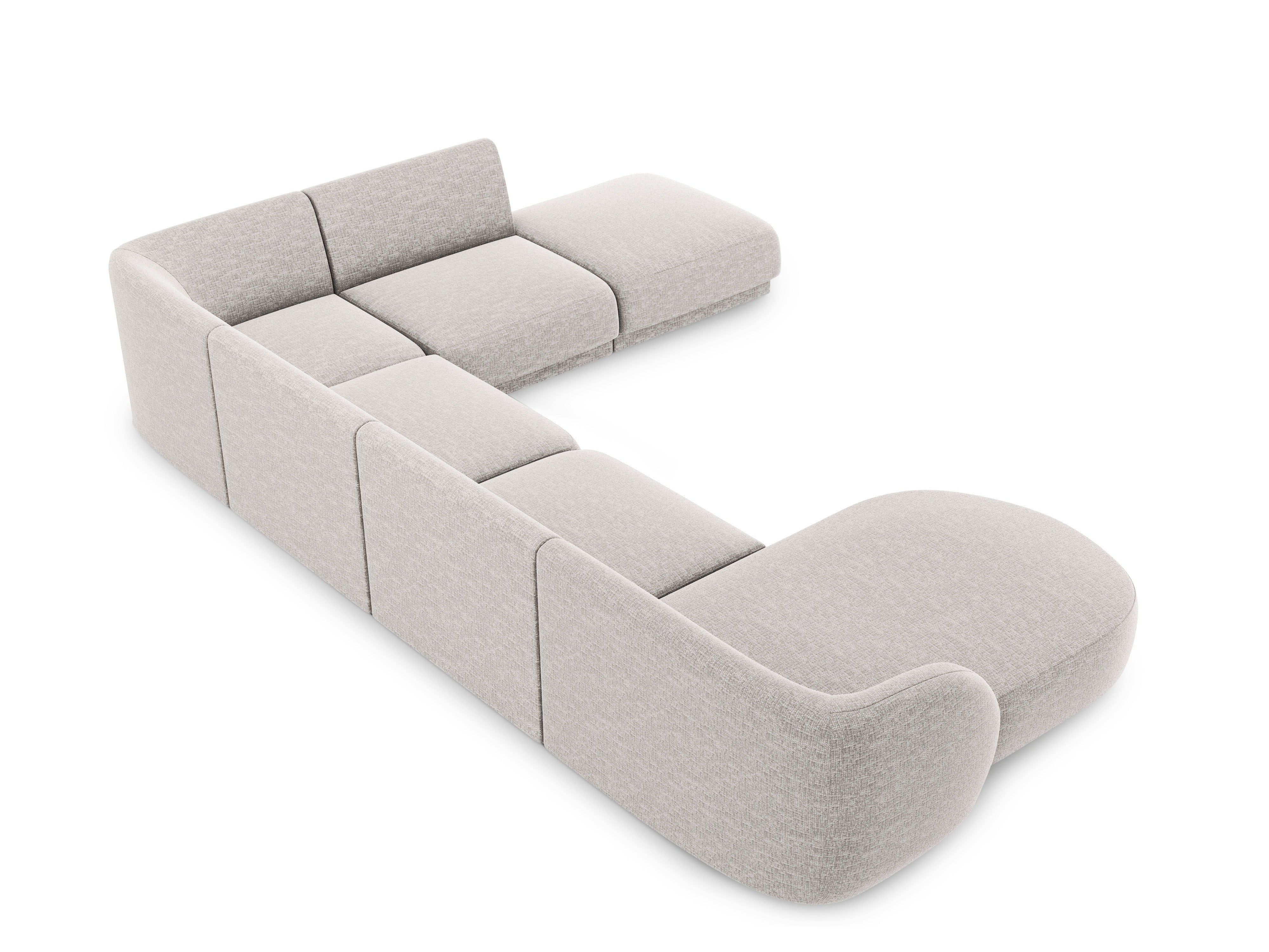 Right-facing U-shaped corner sofa MILEY gray chenille