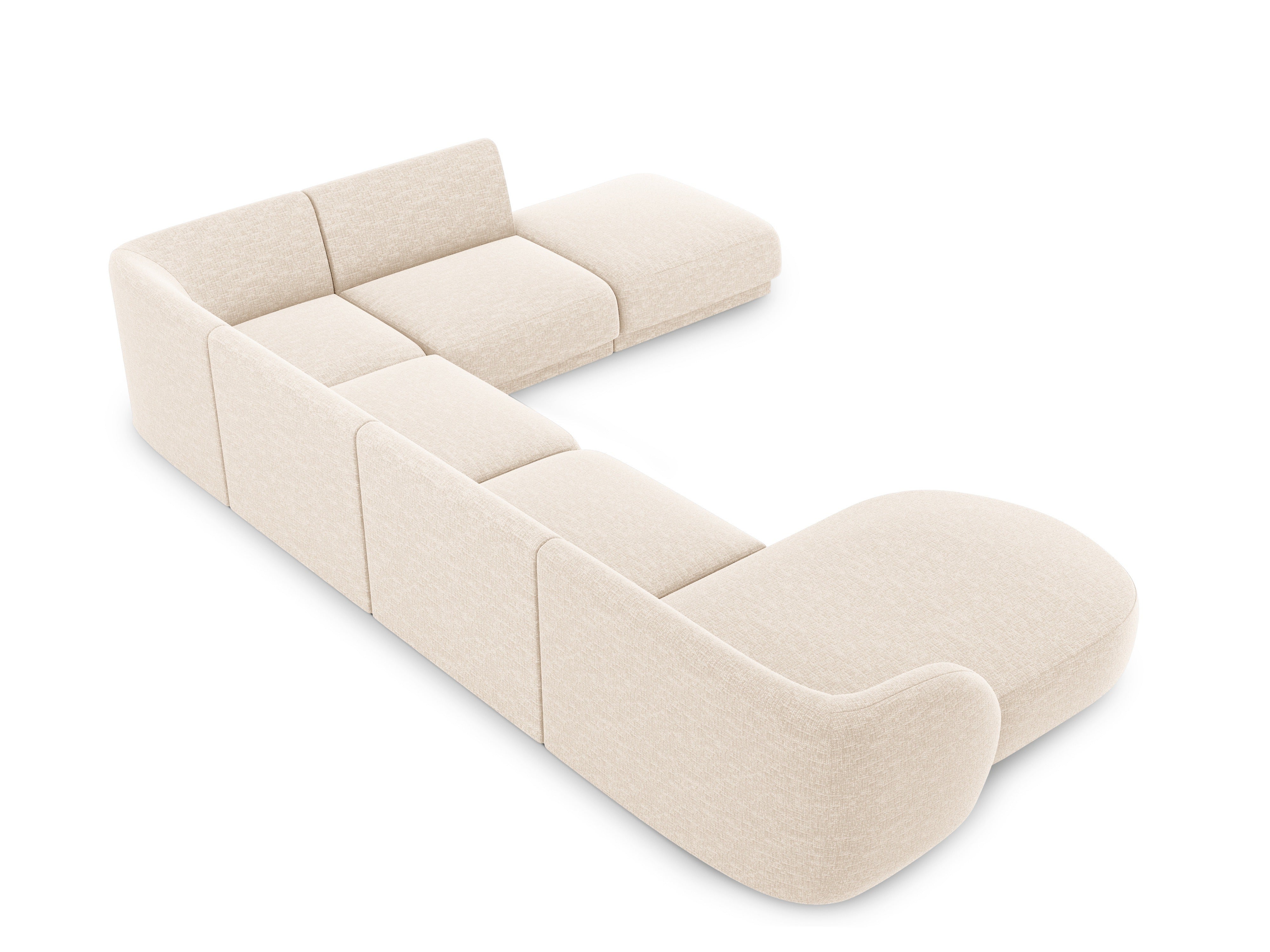 Right-facing U-shaped corner sofa MILEY ivory chenille