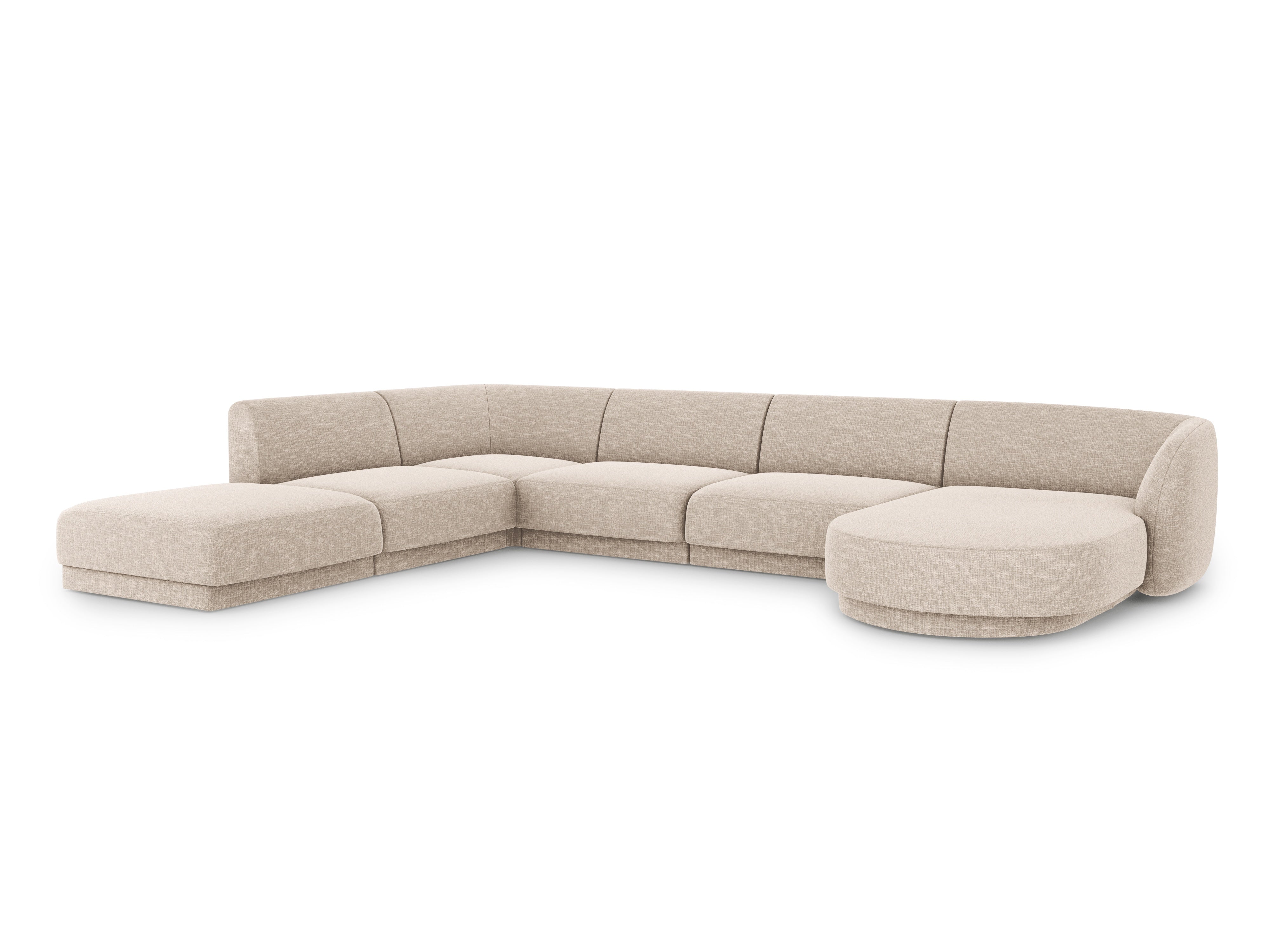 Left-facing U-shaped corner sofa MILEY beige chenille