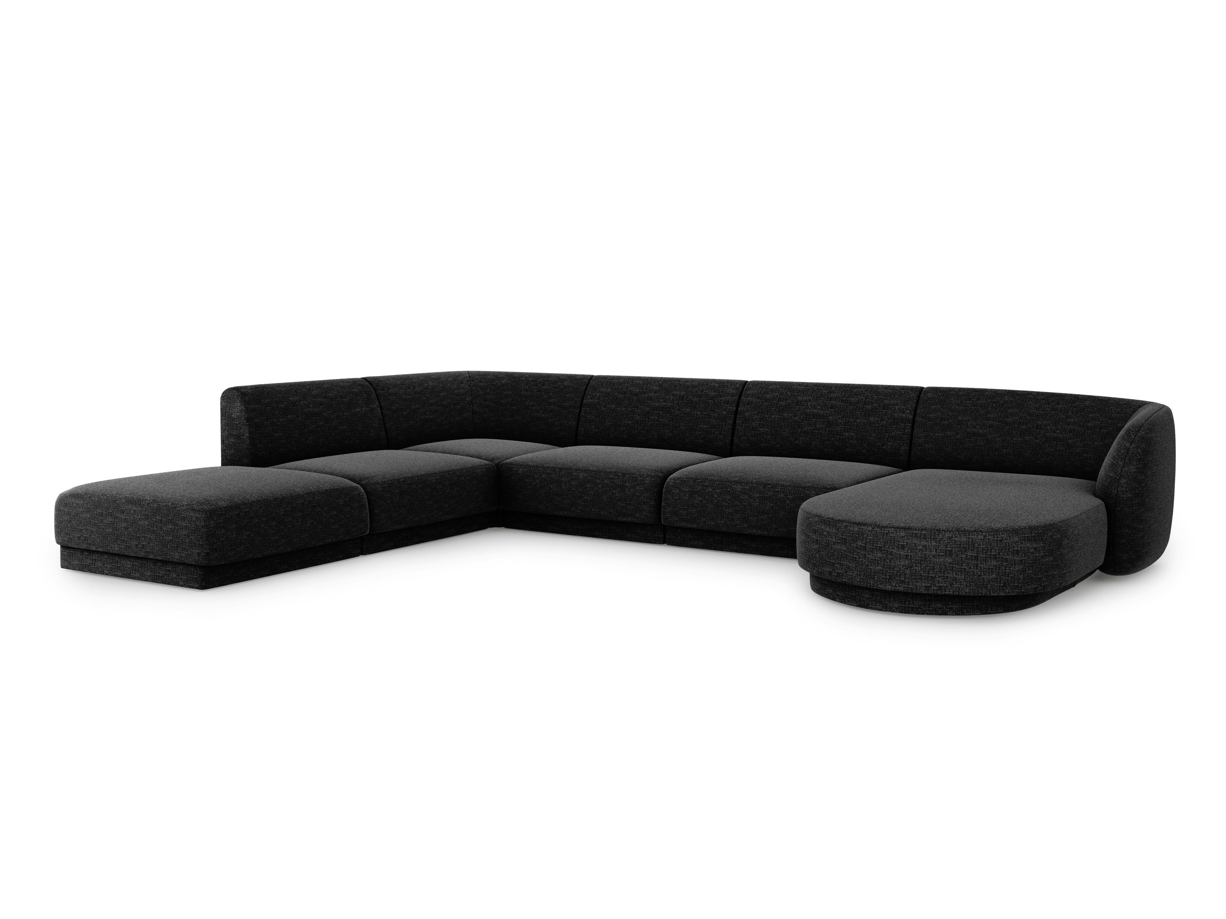 Left-facing U-shaped corner sofa MILEY black chenille