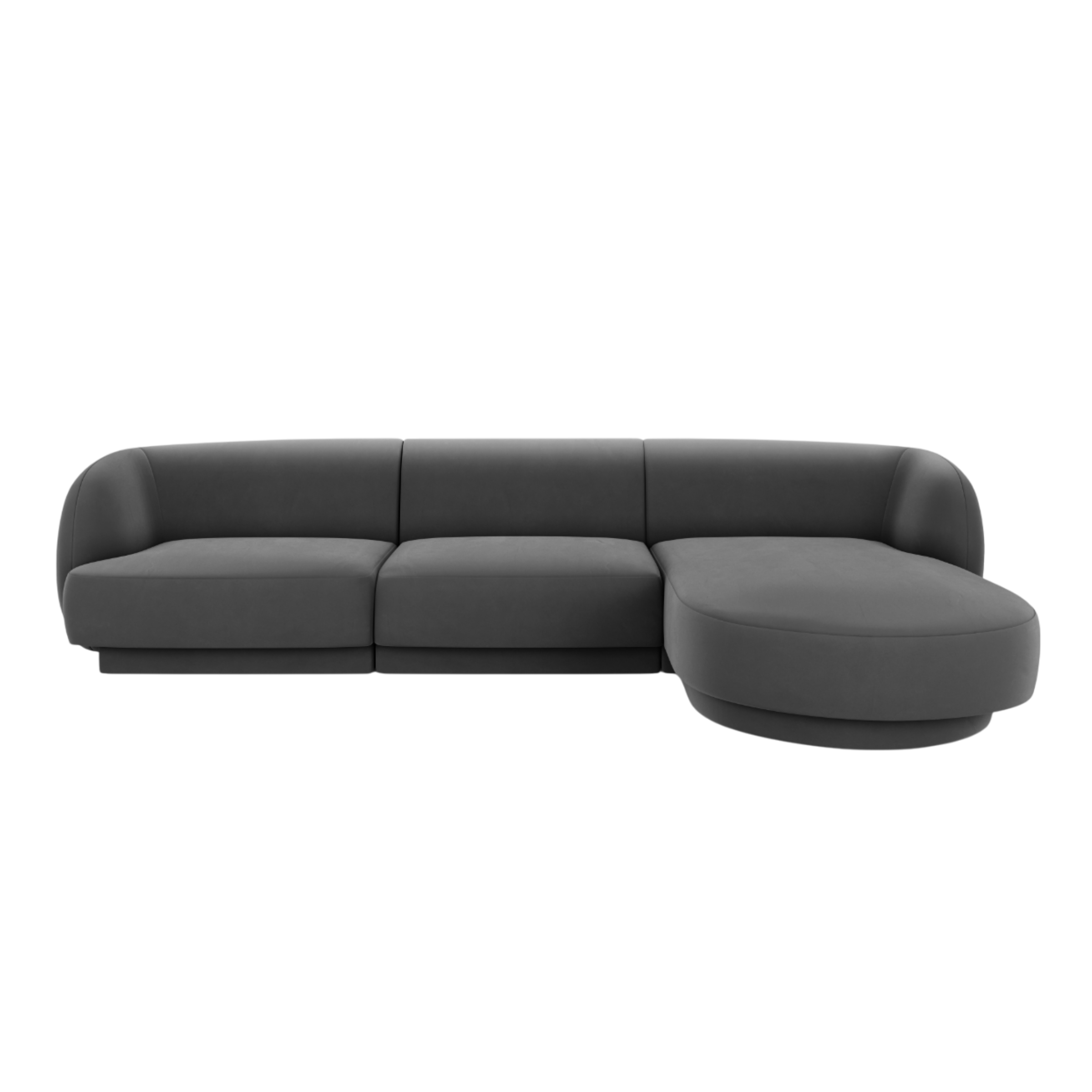 Velvet corner sofa for 4 people right-facing MILEY dark gray
