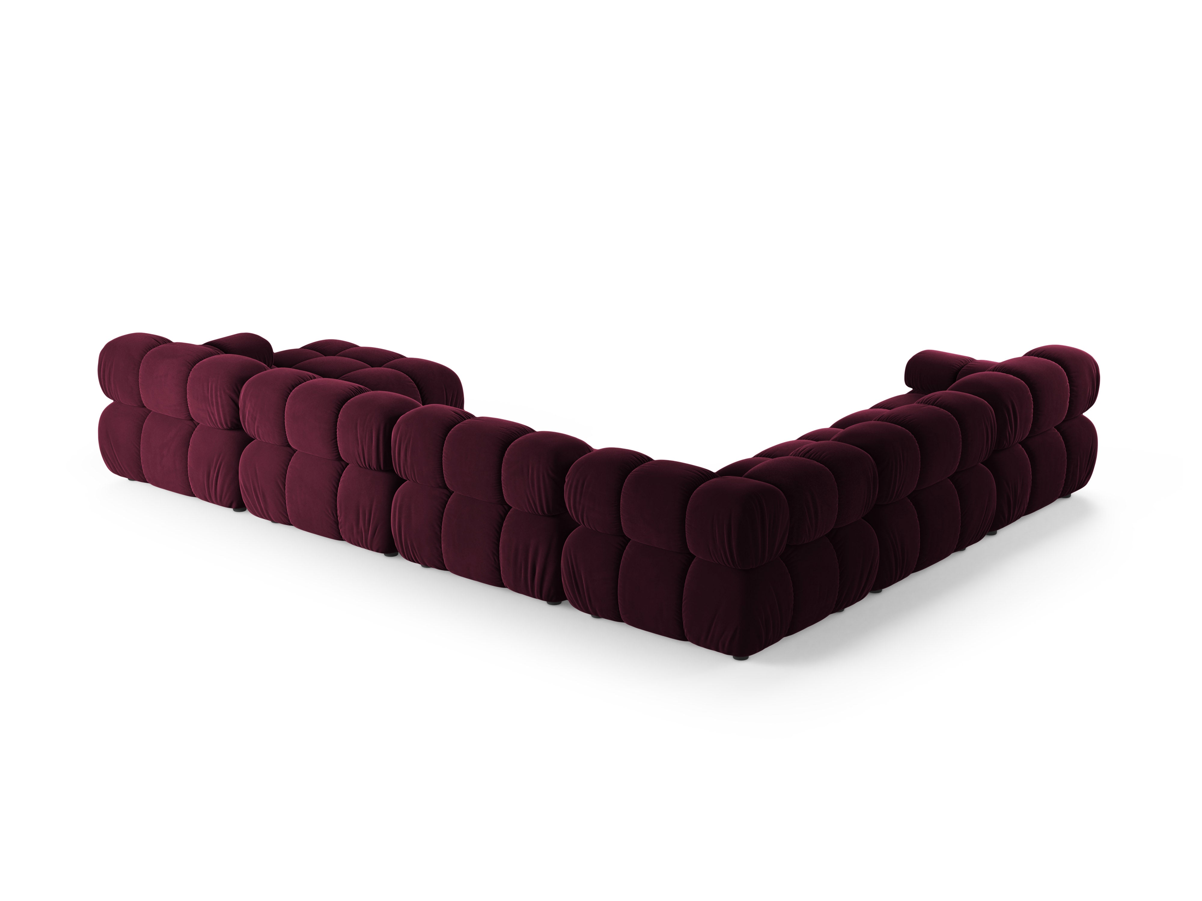 Panoramatický rohový gauč BELLIS v burgundskej farbe z jemného velúru.