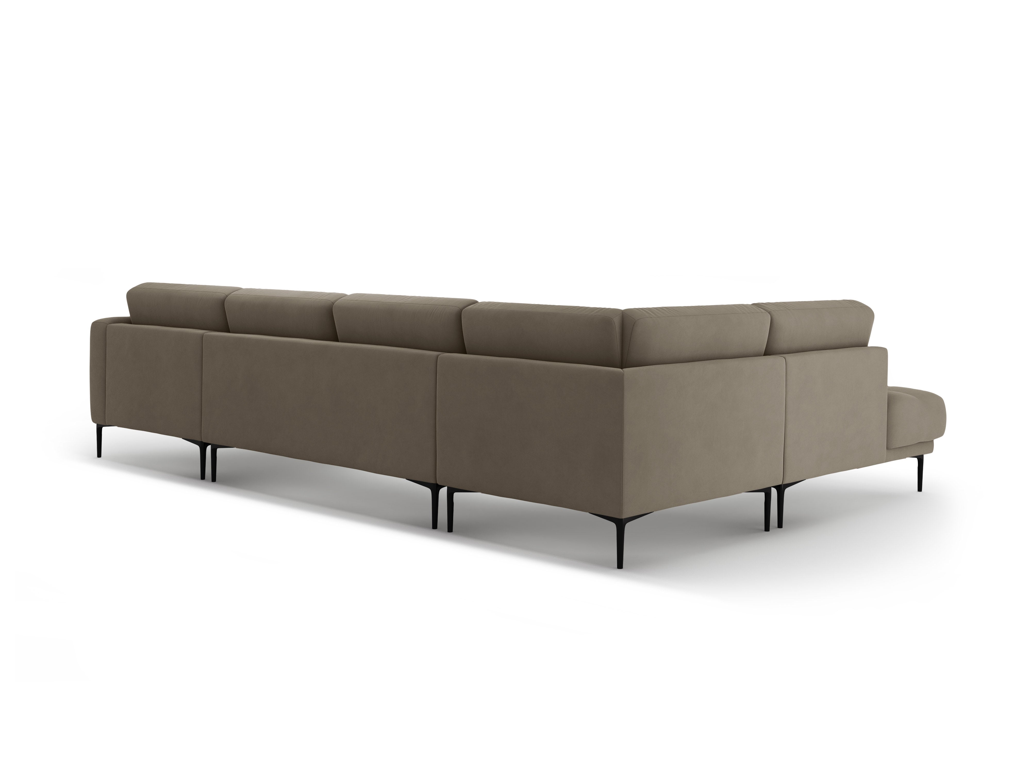 Left-sided panoramic velvet corner sofa BEMY gray-brown