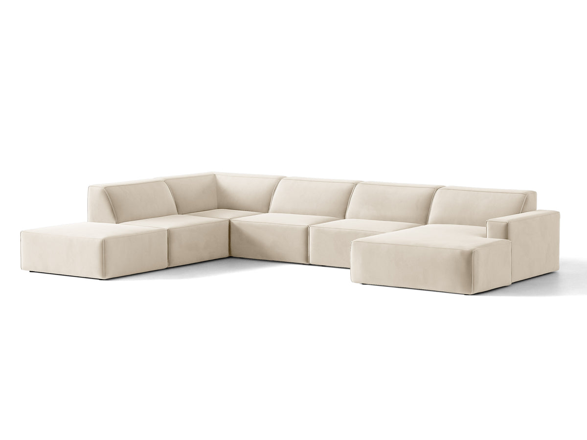 Sofa panoramatická zamatová ľavostranná JODIE svetlo béžová