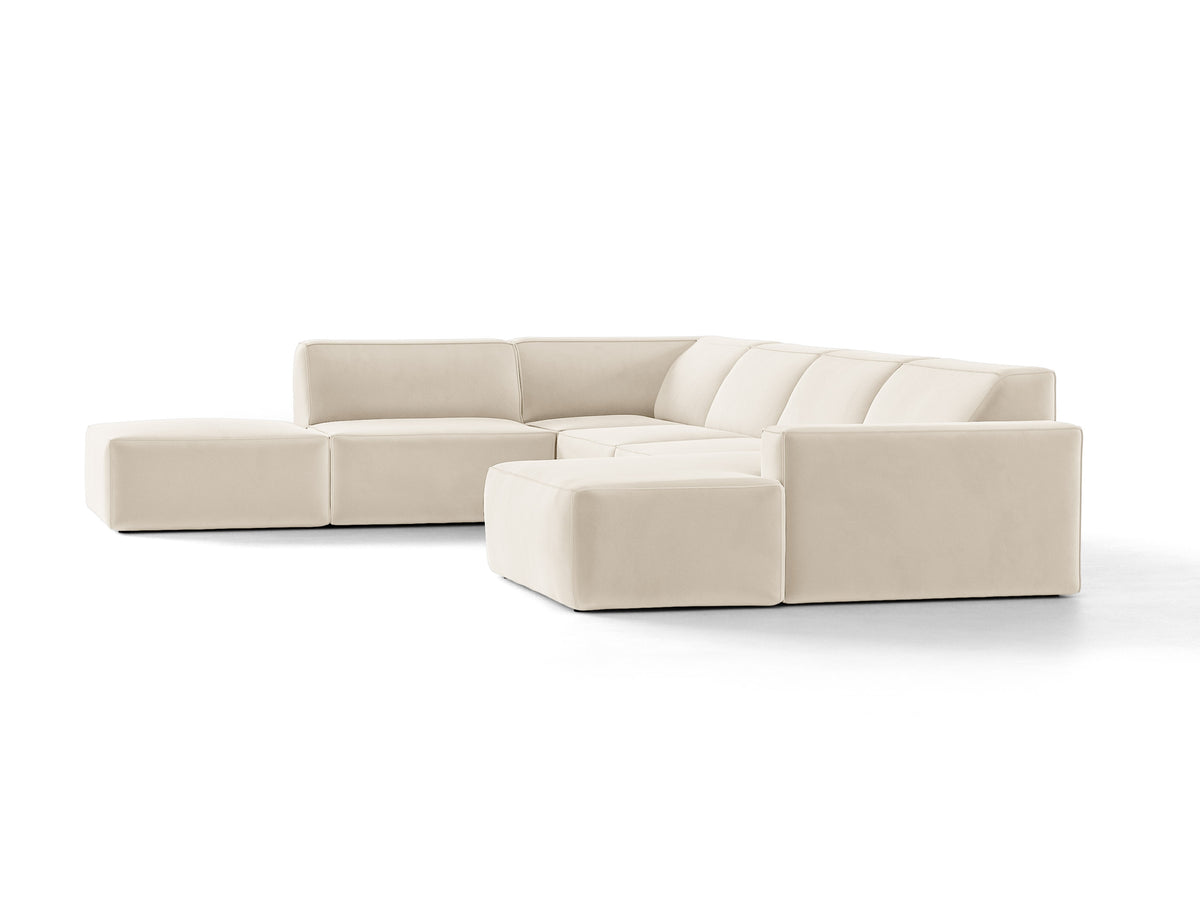 Sofa panoramatická zamatová ľavostranná JODIE svetlo béžová