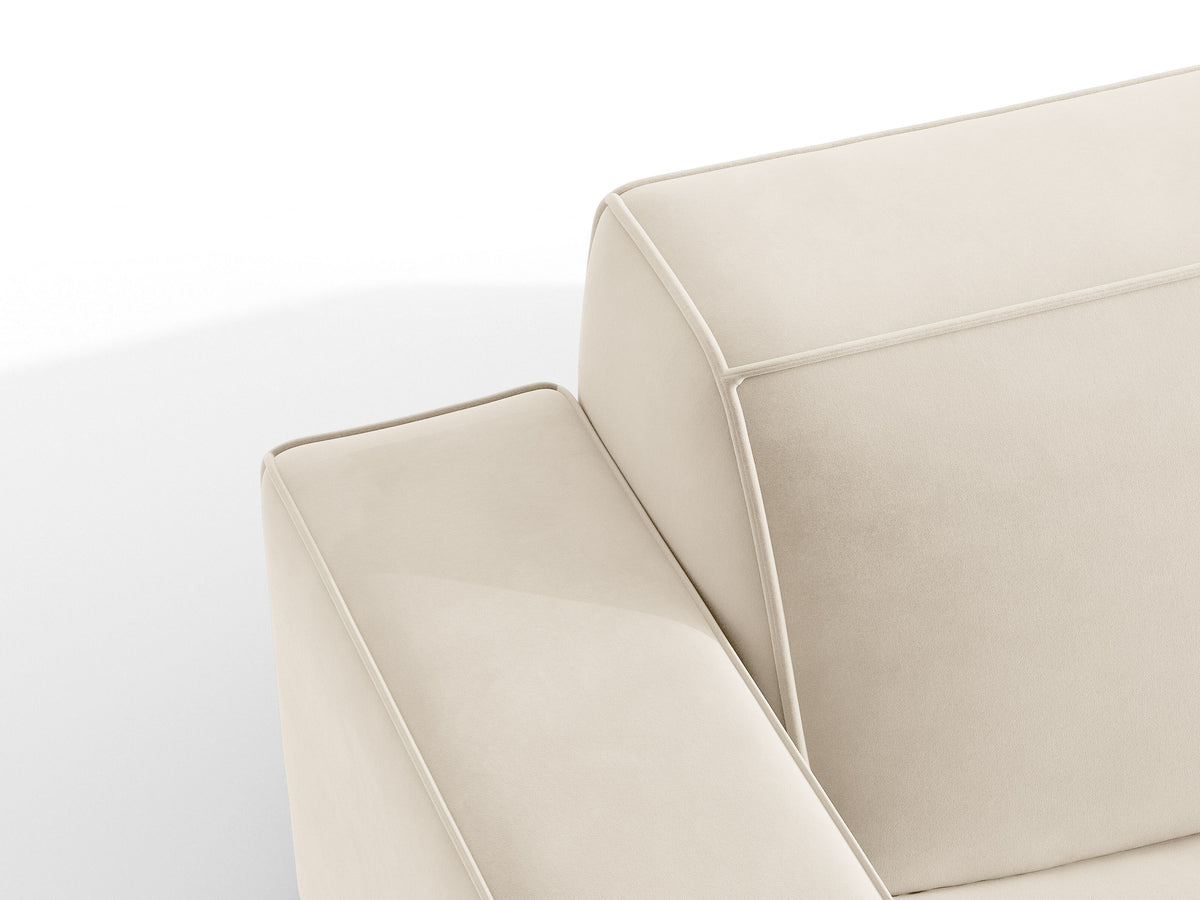 Sofa panoramatická zamatová ľavostranná JODIE svetlo béžová
