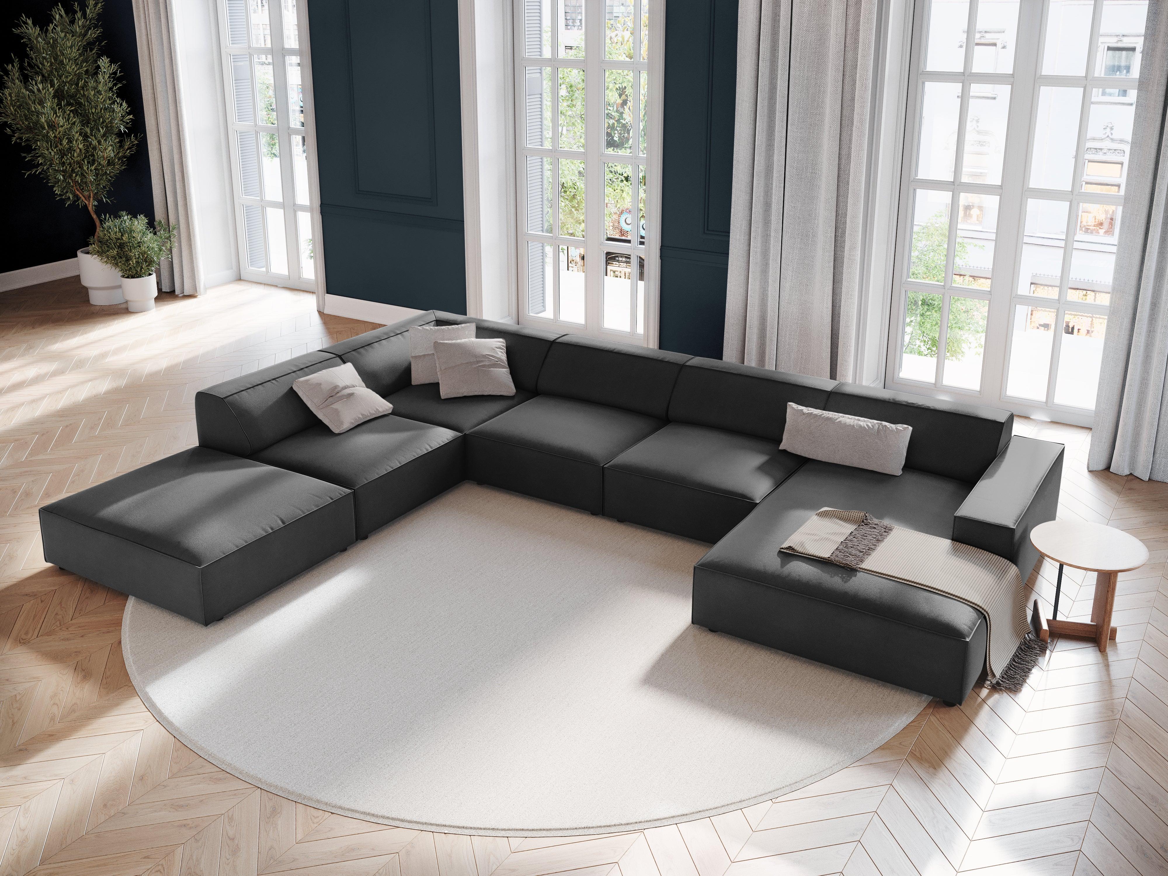 Sofa panoramiczna aksamitna lewostronna JODIE ciemnoszary Micadoni Eye on Design