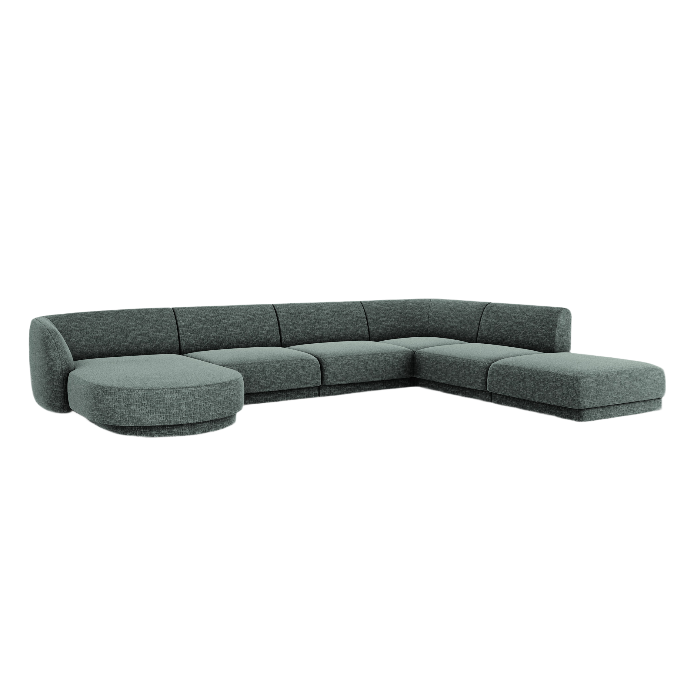 Right-facing panoramic corner sofa for 6 people MILEY petrol silky chenille