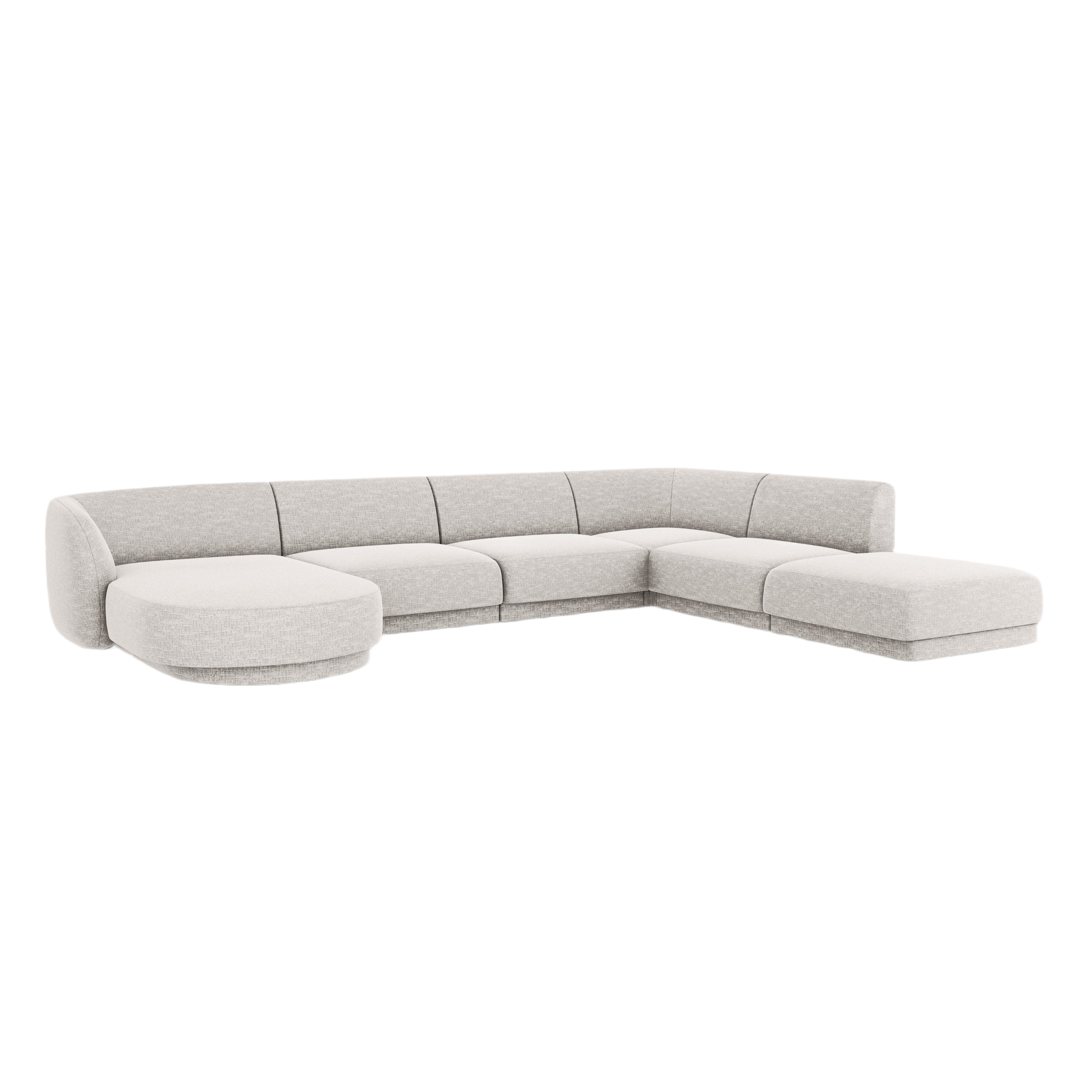 Right-facing panoramic corner sofa for 6 people MILEY light gray silky chenille