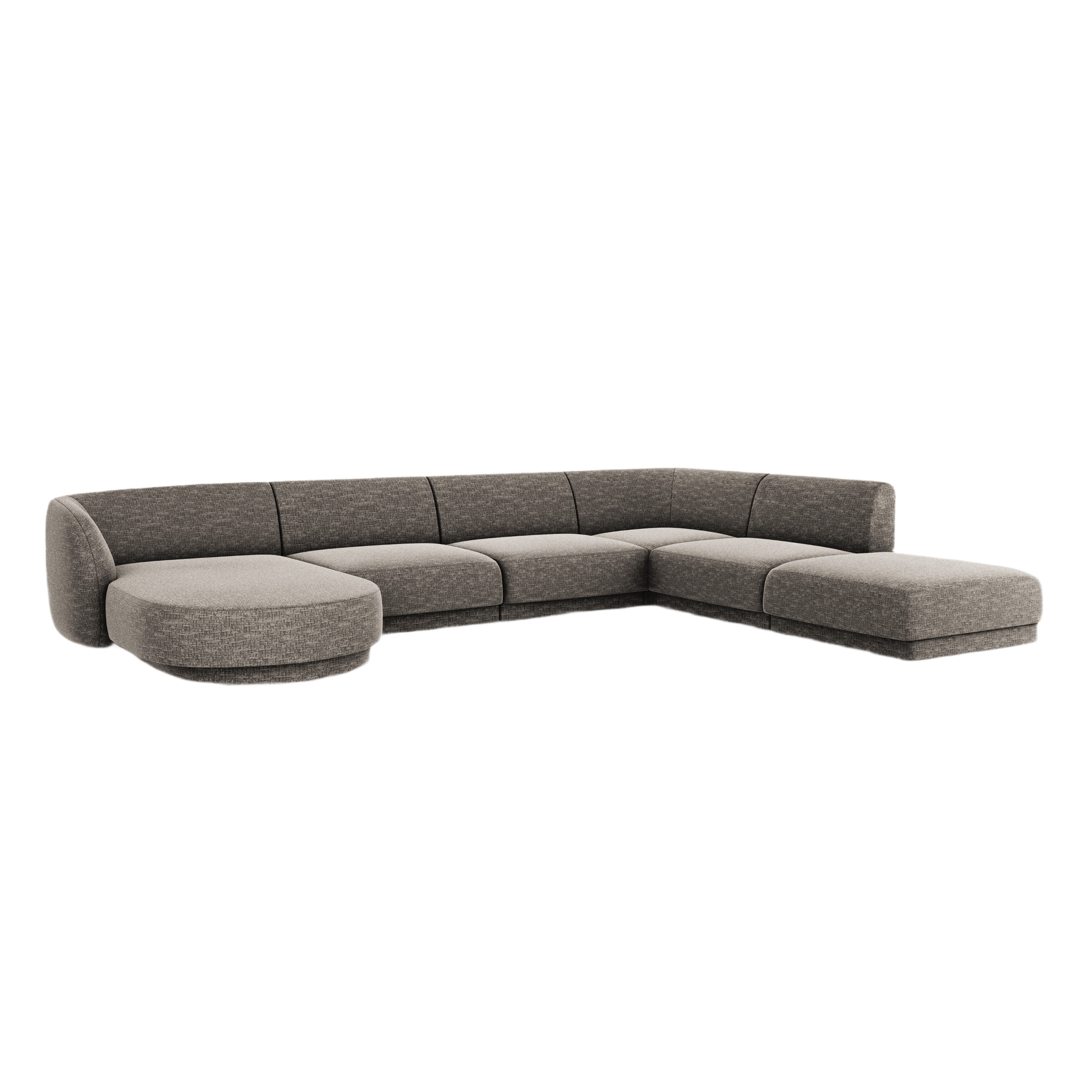 Right-facing panoramic corner sofa for 6 people MILEY in silky gray chenille