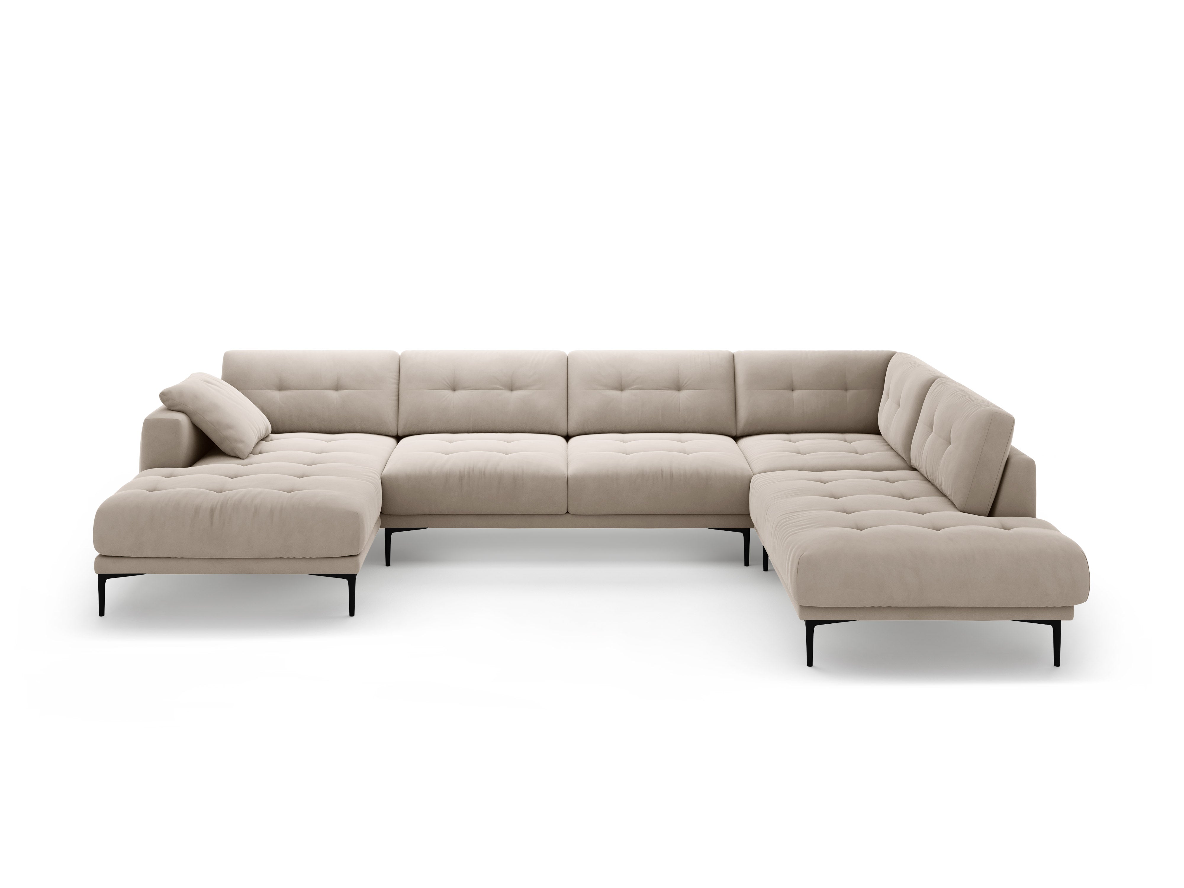Right-facing panoramic corner sofa velvet BEMY beige