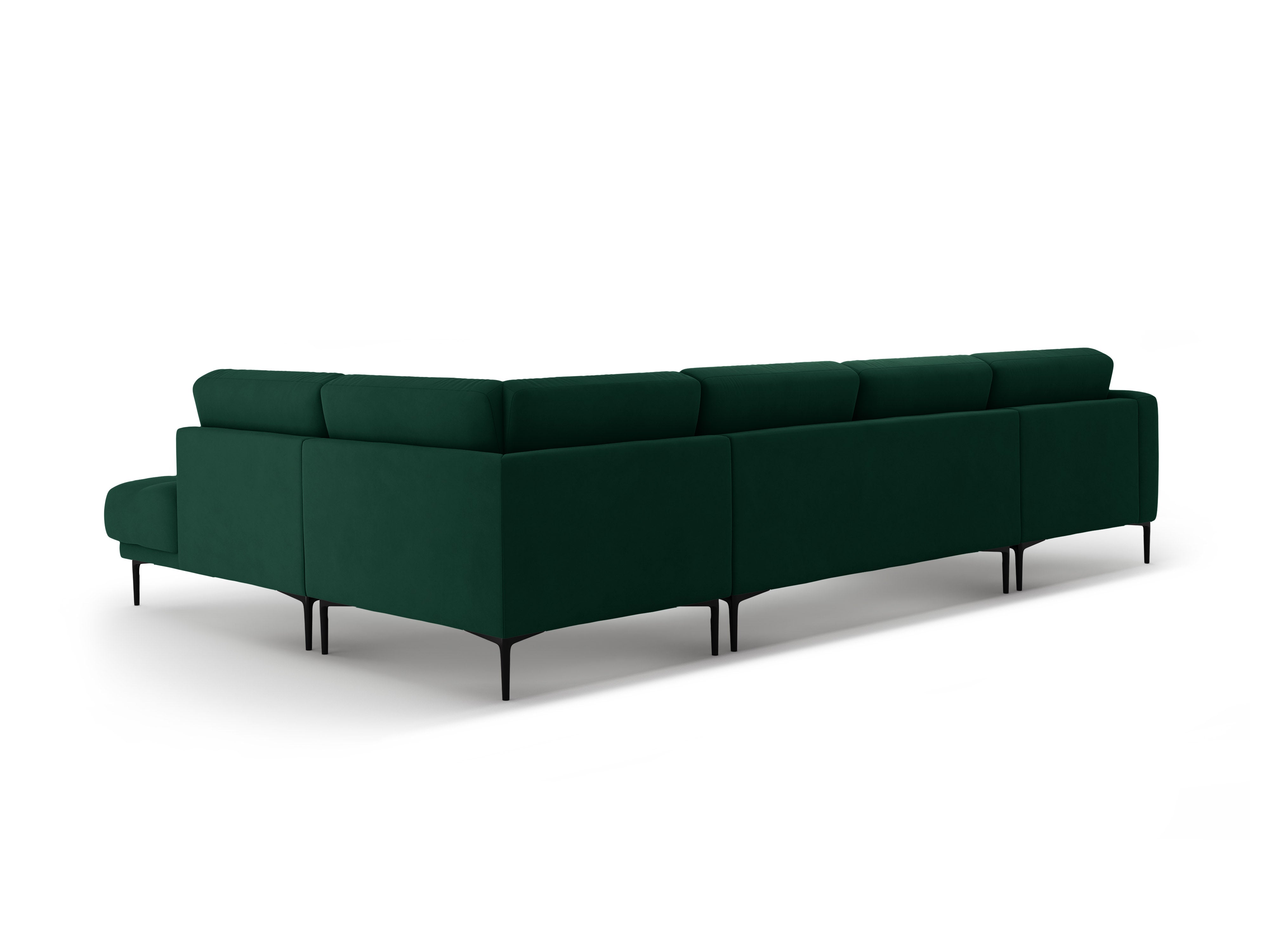Right-facing panoramic corner sofa velvet BEMY bottle green