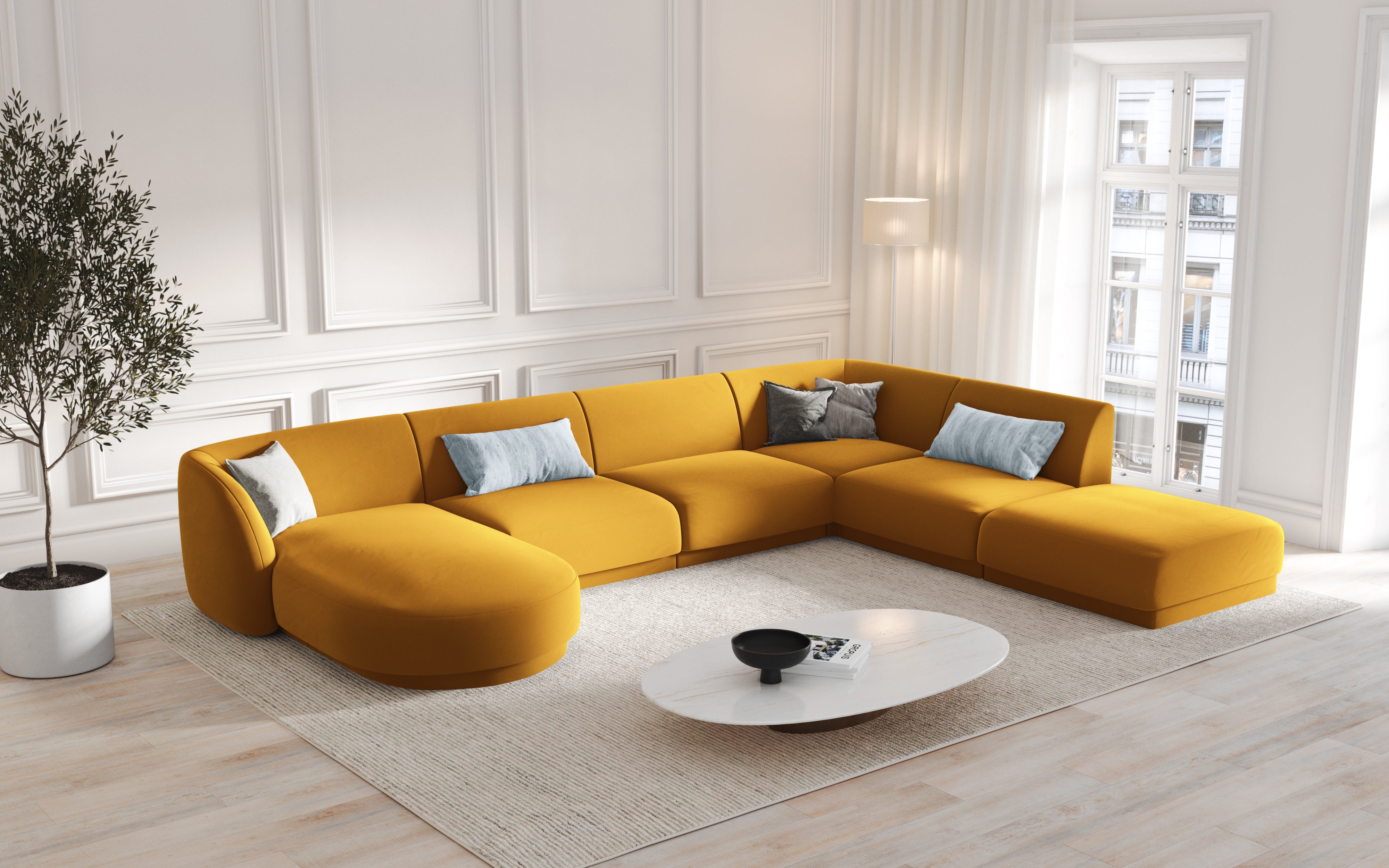 Miley velvet armchair yellow