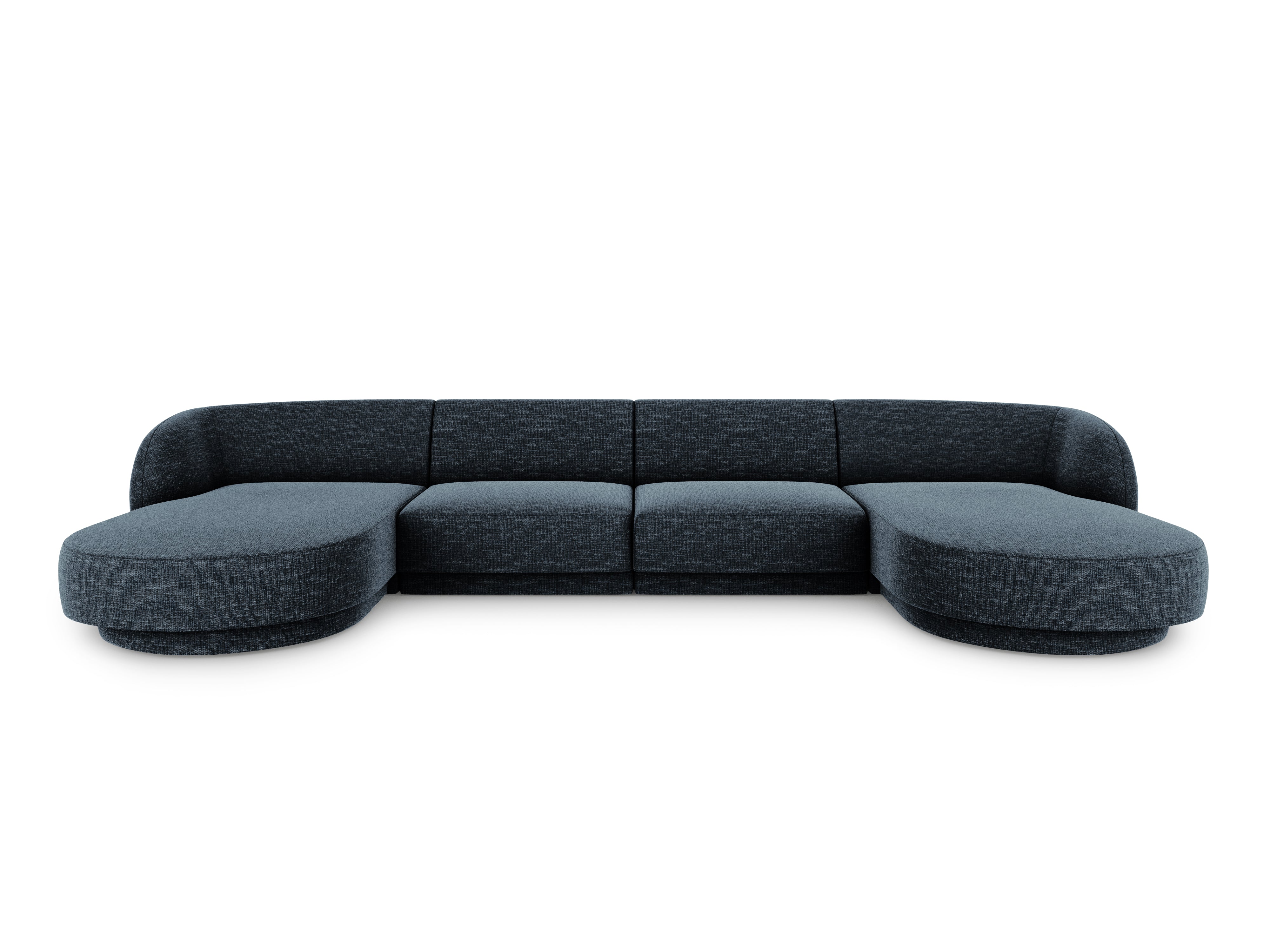 Sofa panoramiczna w tkaninie szenilowej MILEY granatowy Micadoni Eye on Design