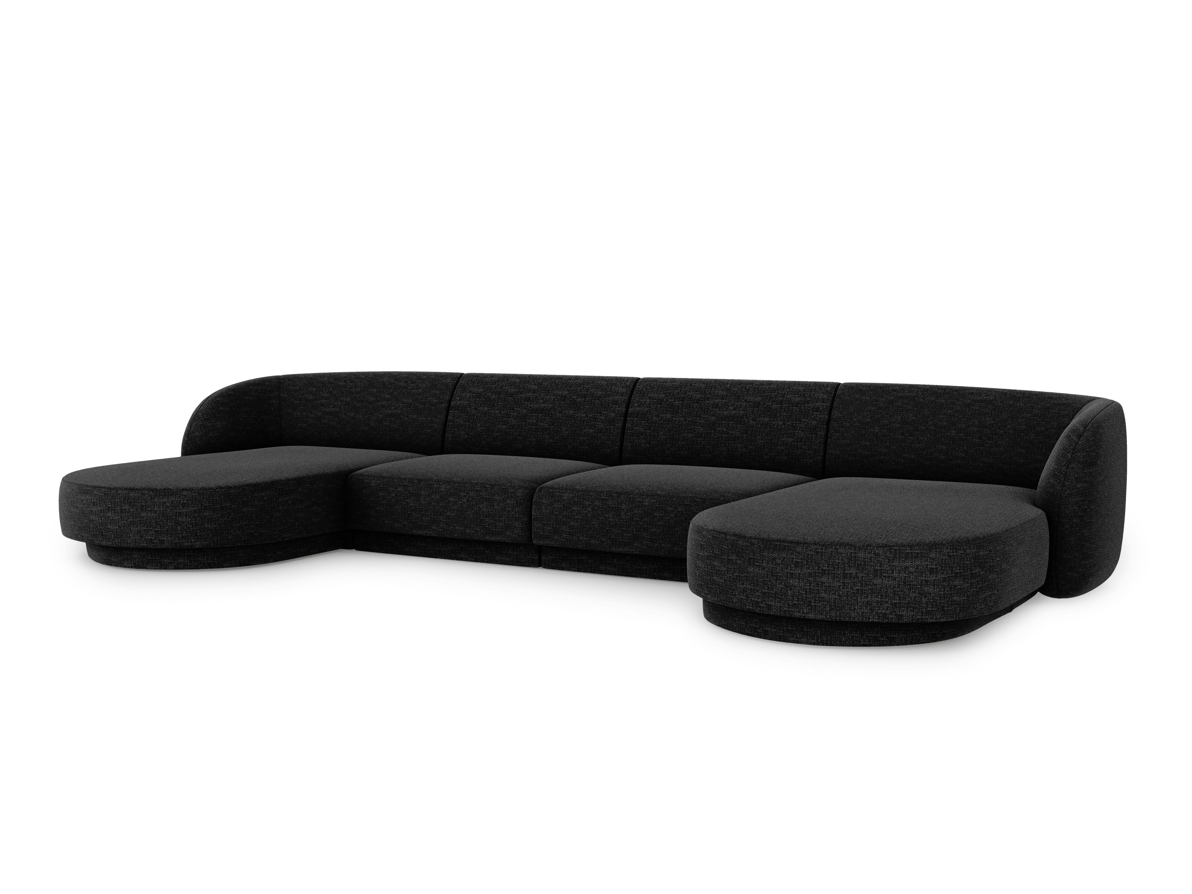 U-shaped Corner Sofa MILEY black chenille