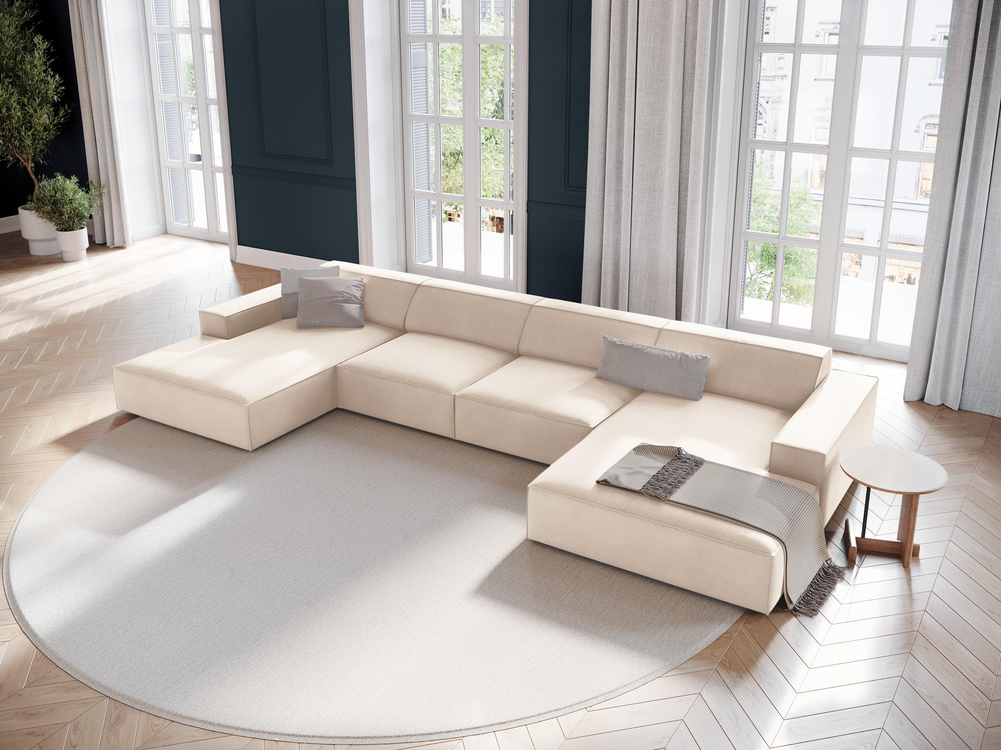 Sofa panoramiczna aksamitna JODIE jasnobeżowy Micadoni Eye on Design