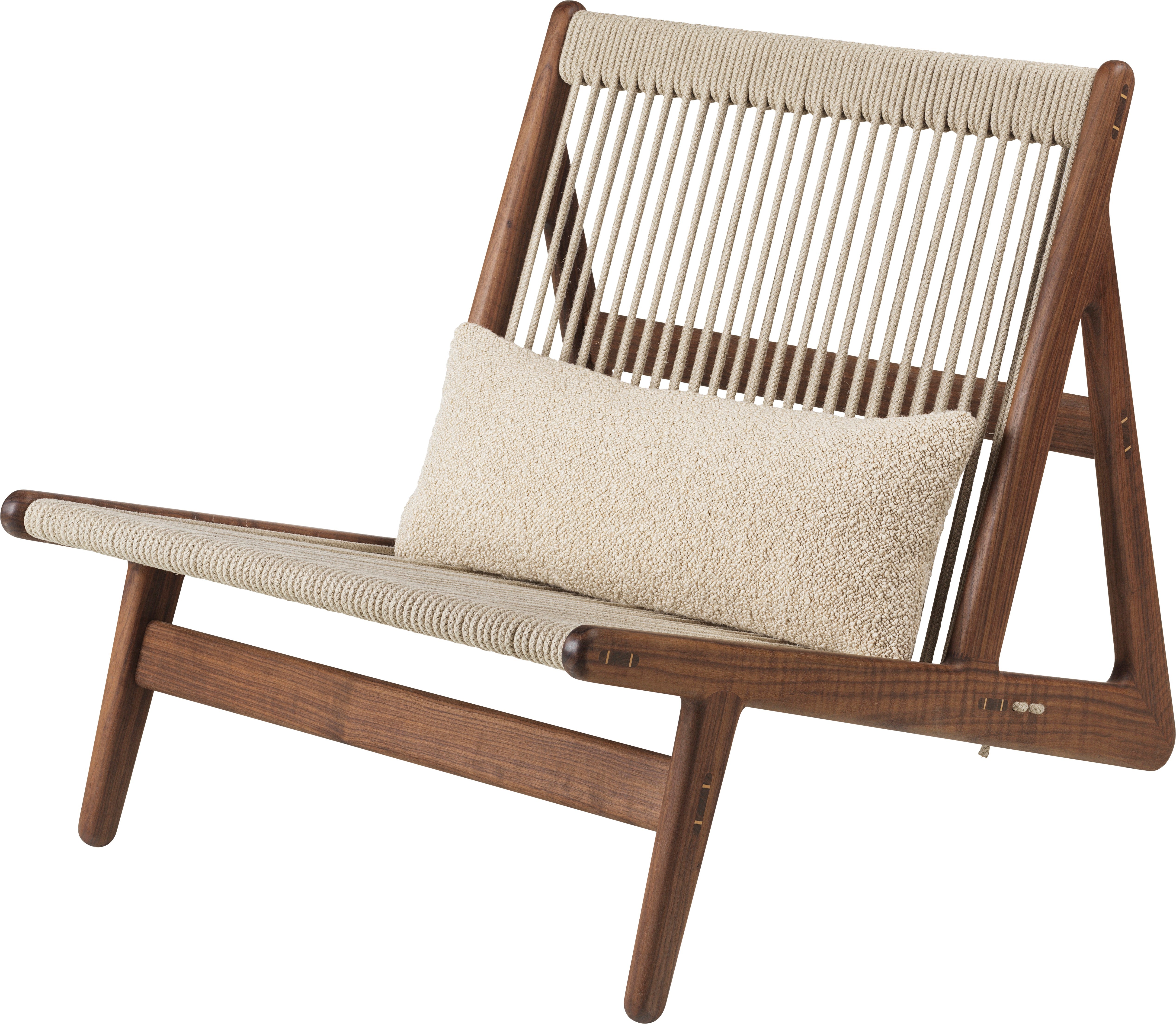 MR01 armchair in walnut wood and linen