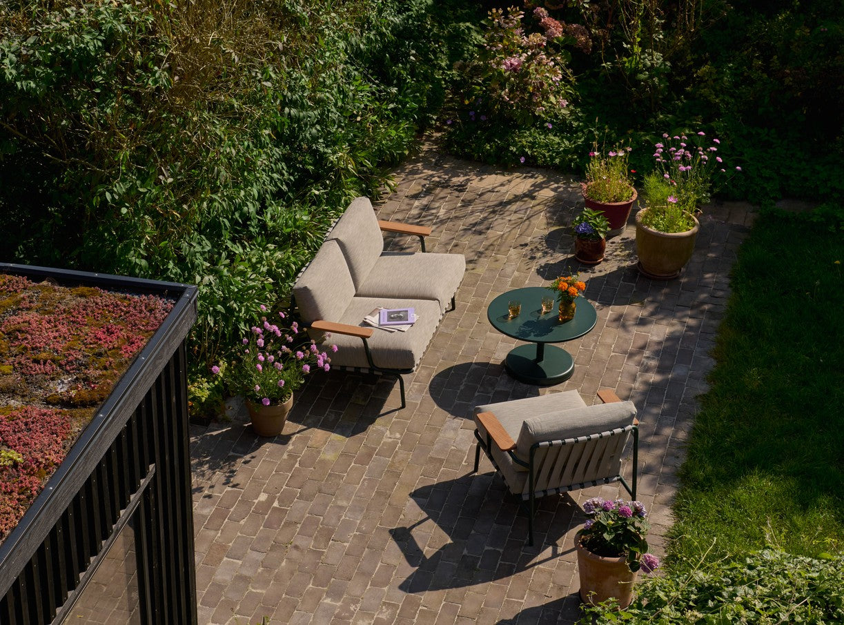 2-Seater Outdoor Sofa with Armrests SETTLE Gray with Green Base