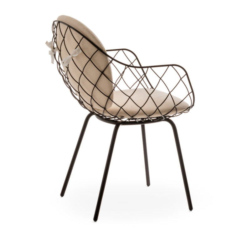 Outdoor chair PIÑA cream with a brown base