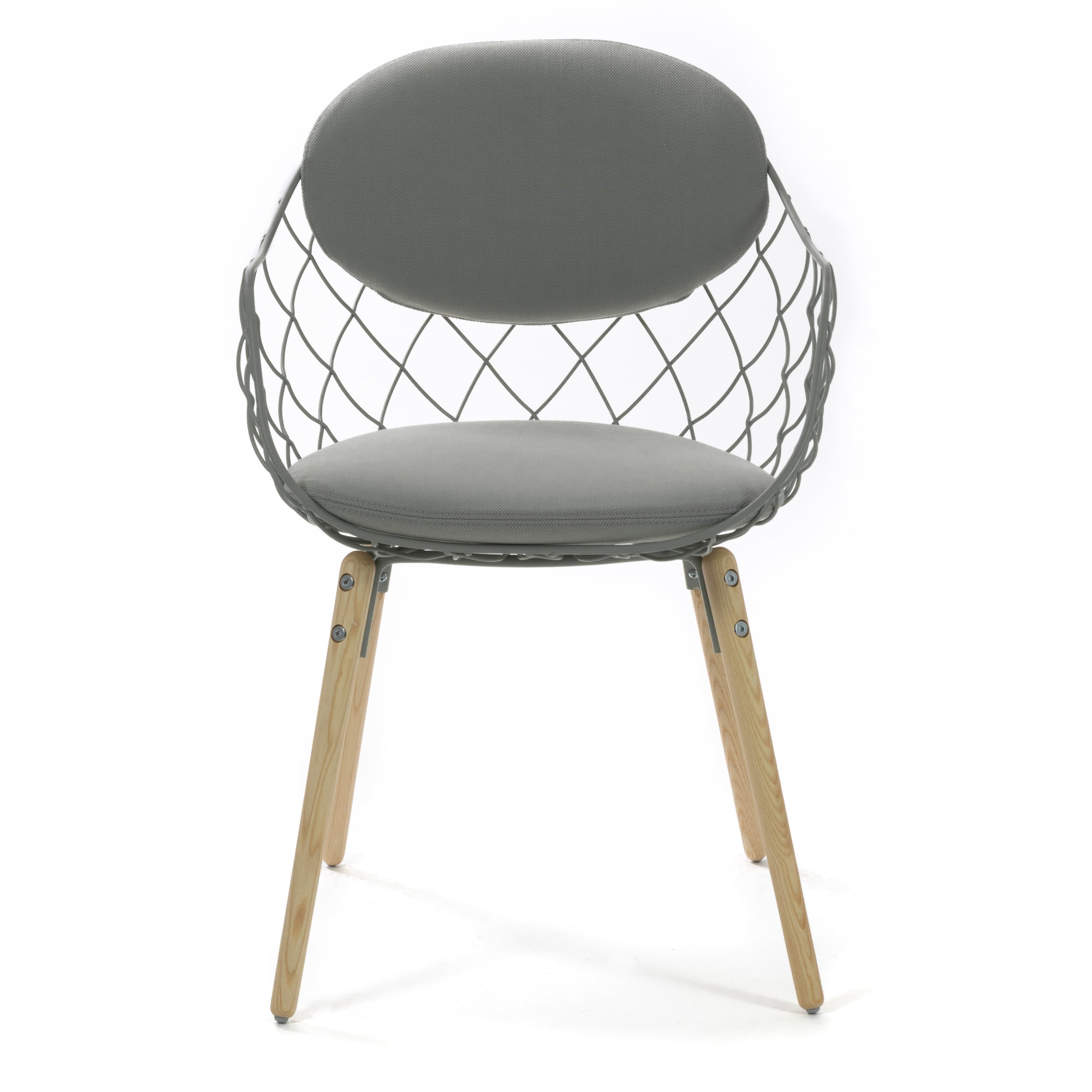 Stolička PIÑA šedá s jaseňovým podstavcom