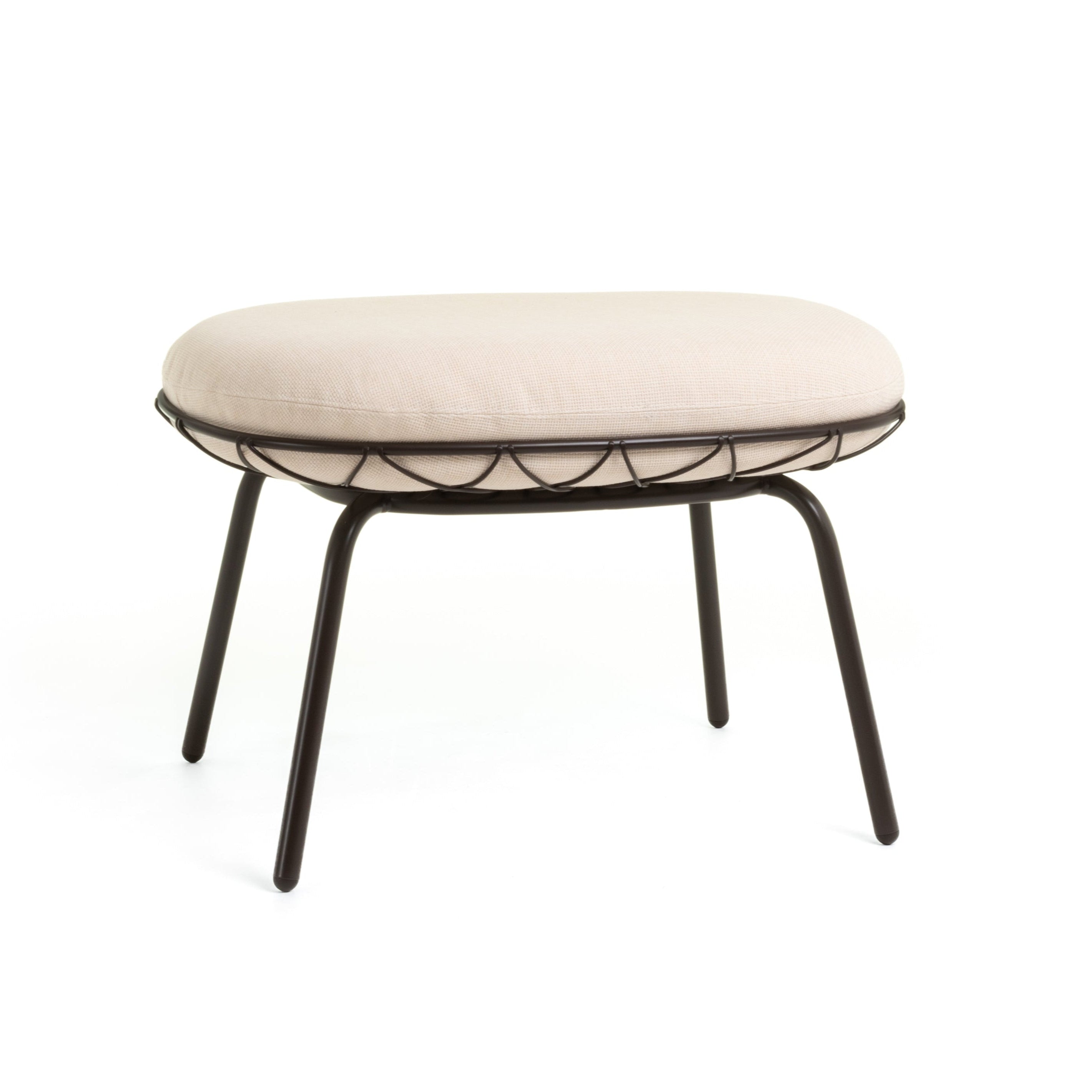 Puf vonkajší PIÑA krémový s čiernym podstavcom