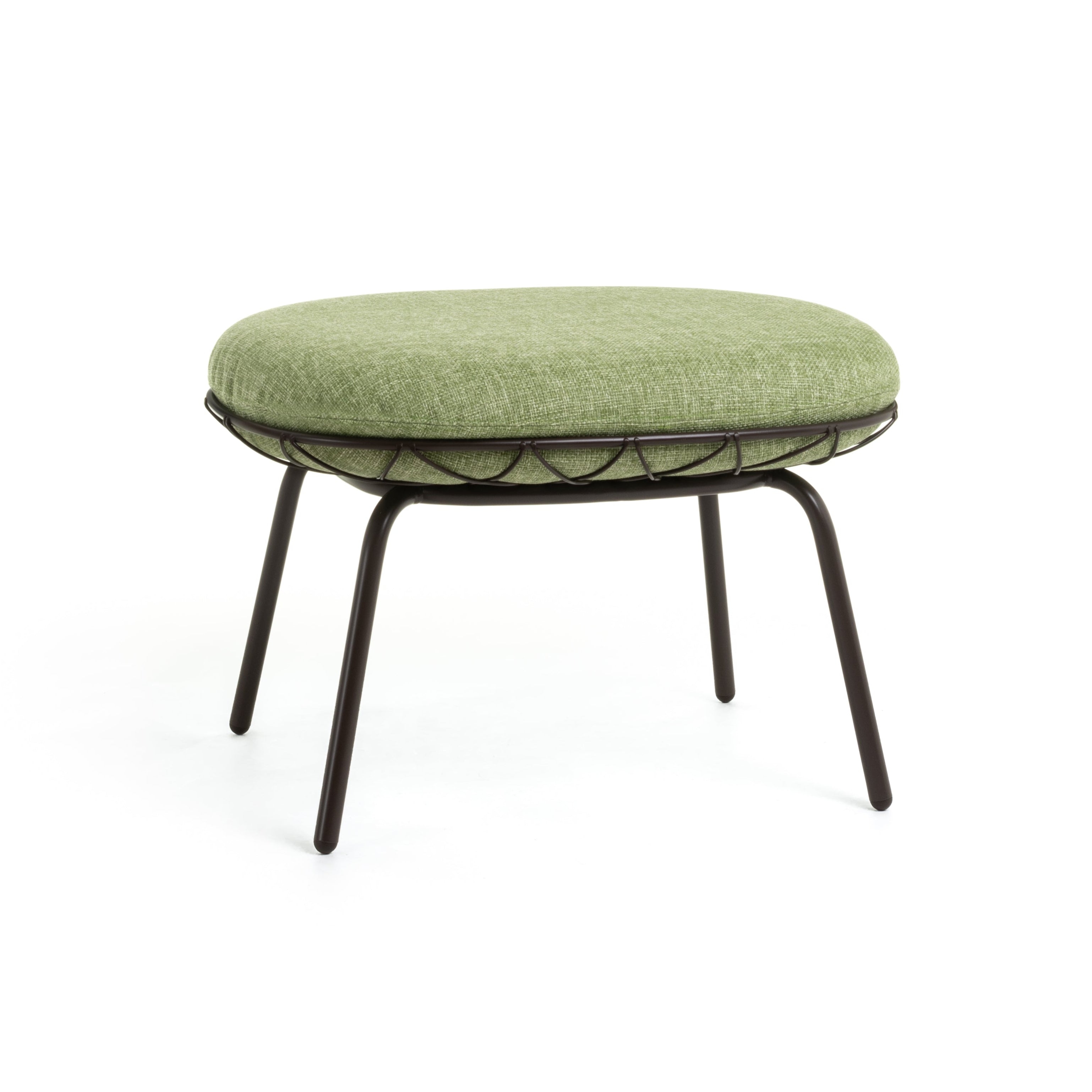 Zelený vonkajší puf PIÑA s čiernym podstavcom
