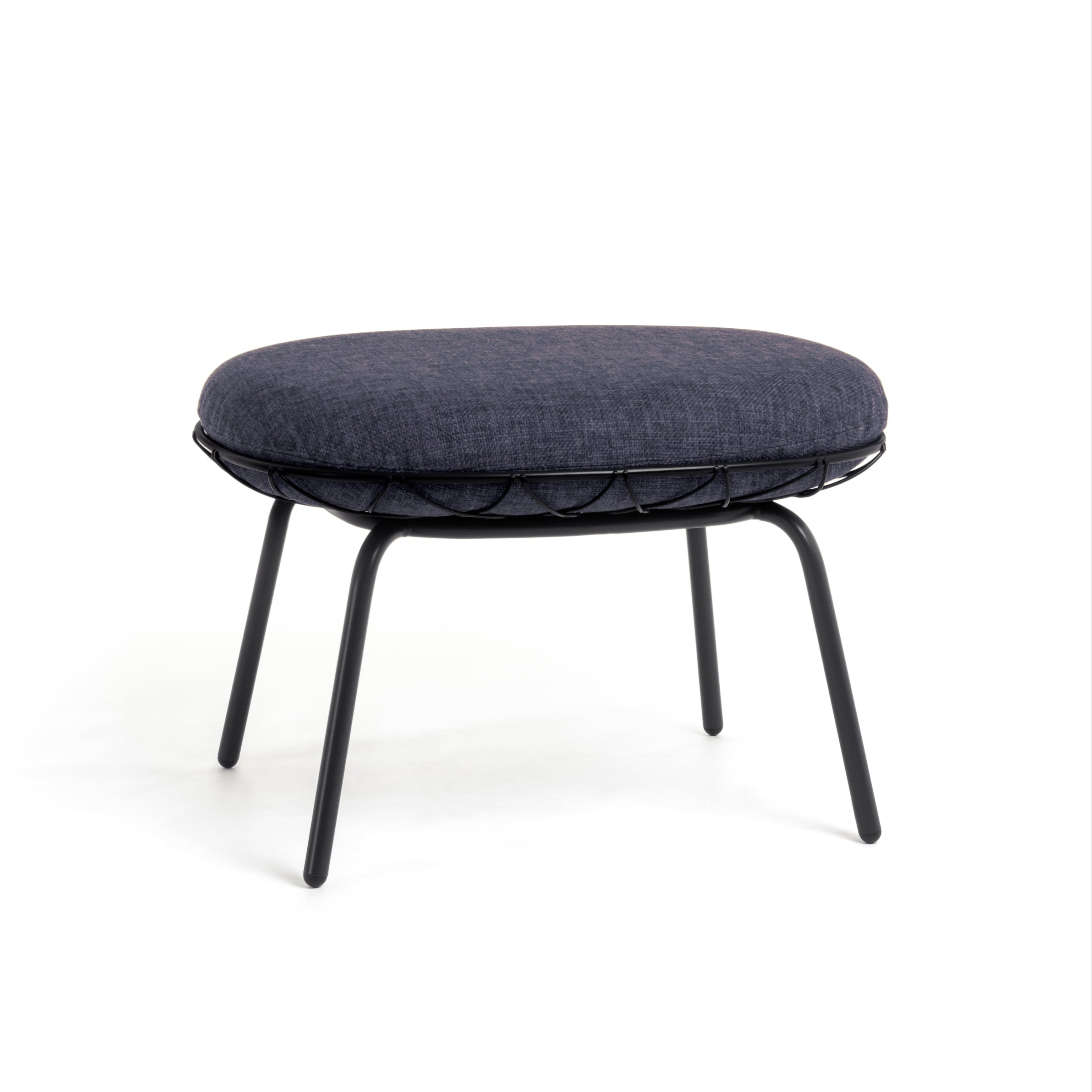 Záhradný puf PIÑA modrý s čiernym podstavcom