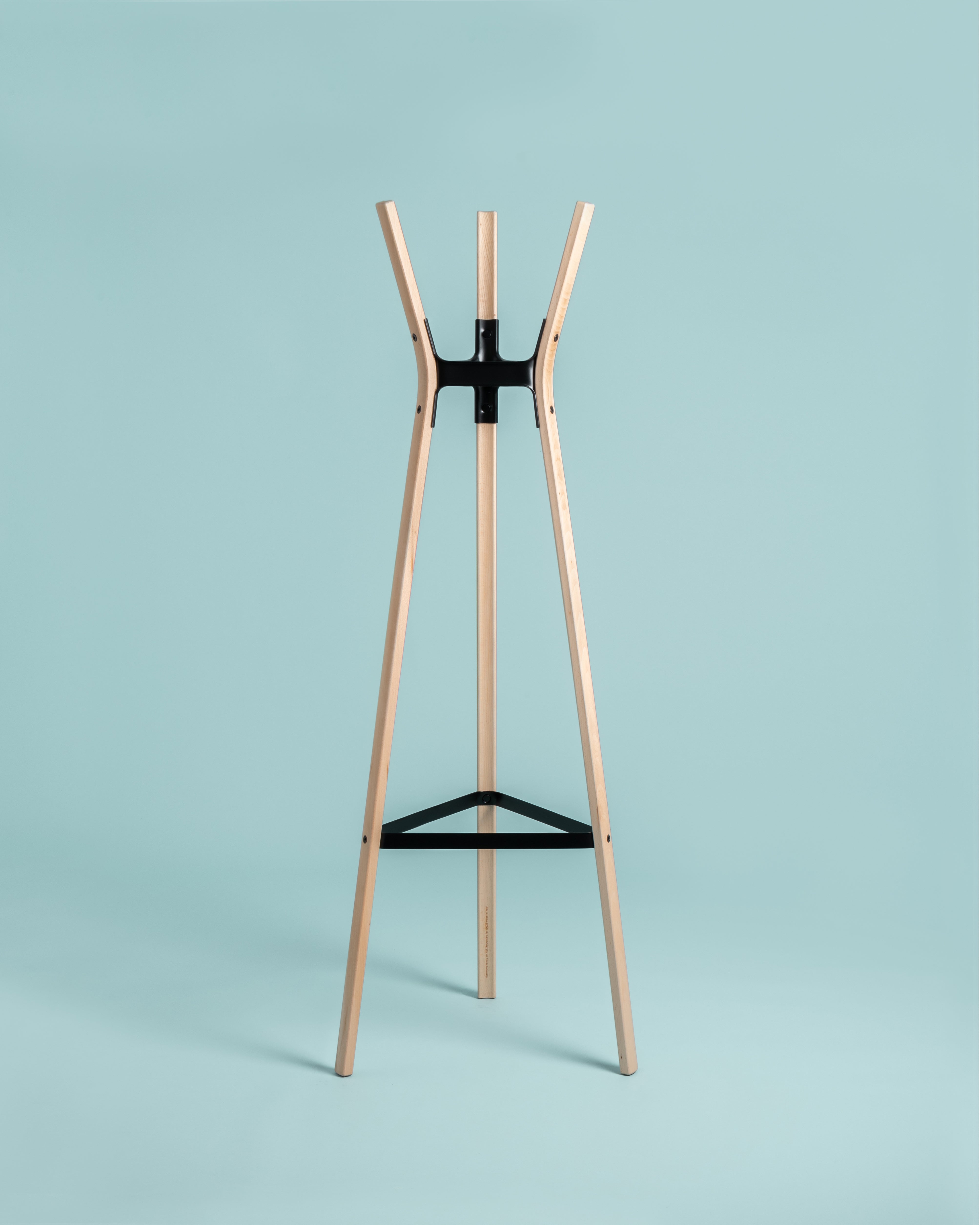 STEELWOOD standing coat rack, beech wood with black connections