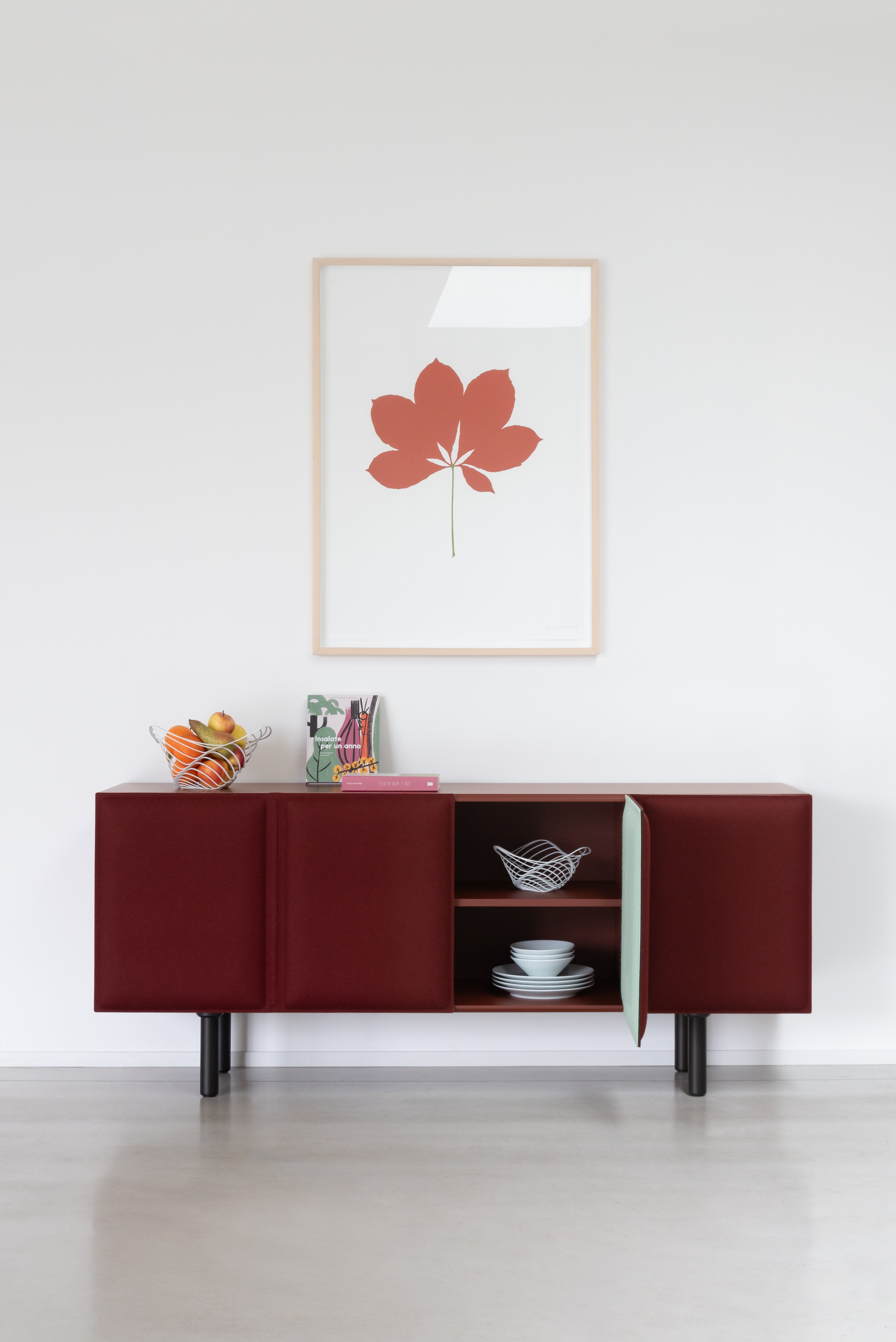 TACITO TV cabinet burgundy felt