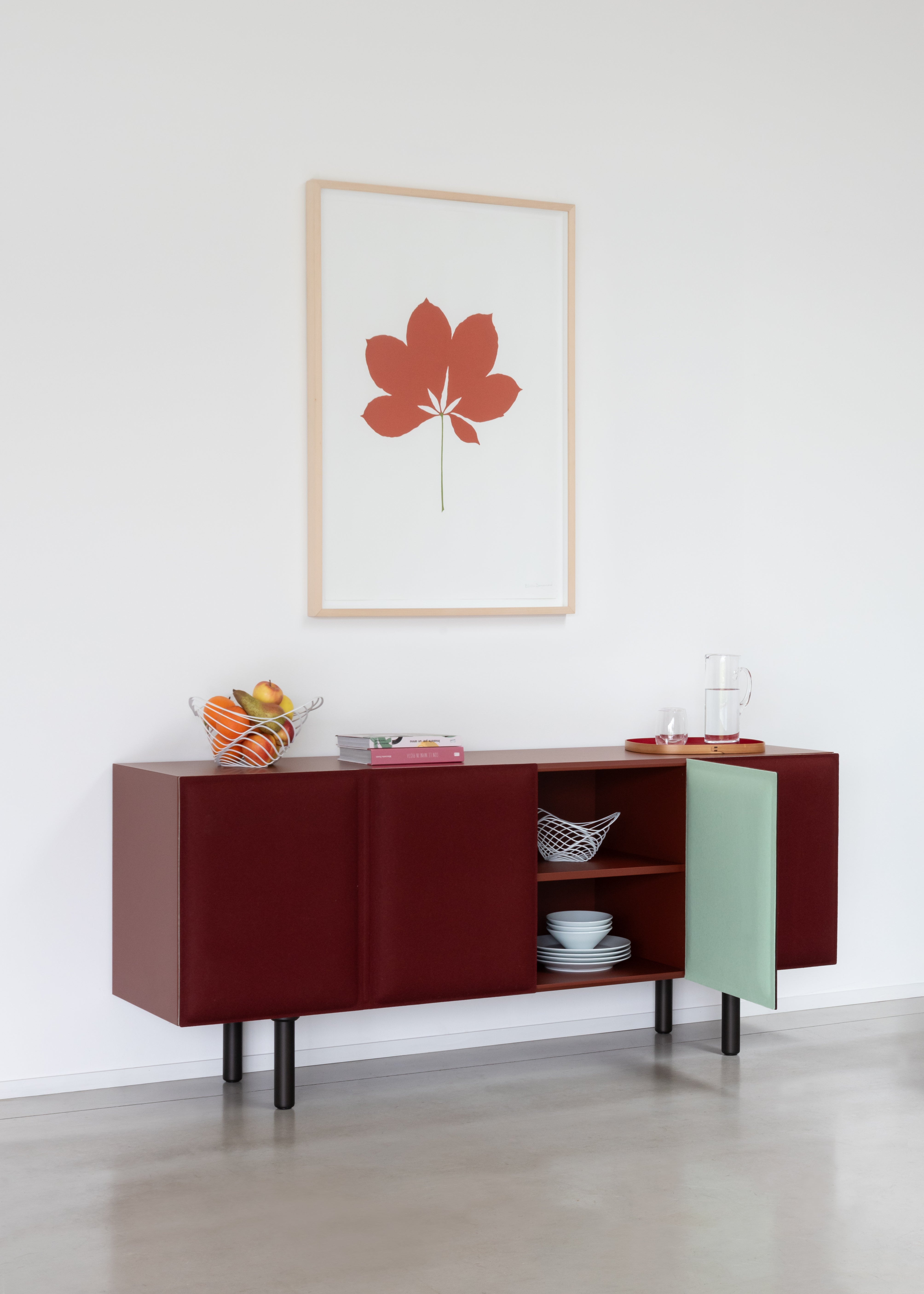TACITO TV cabinet burgundy felt
