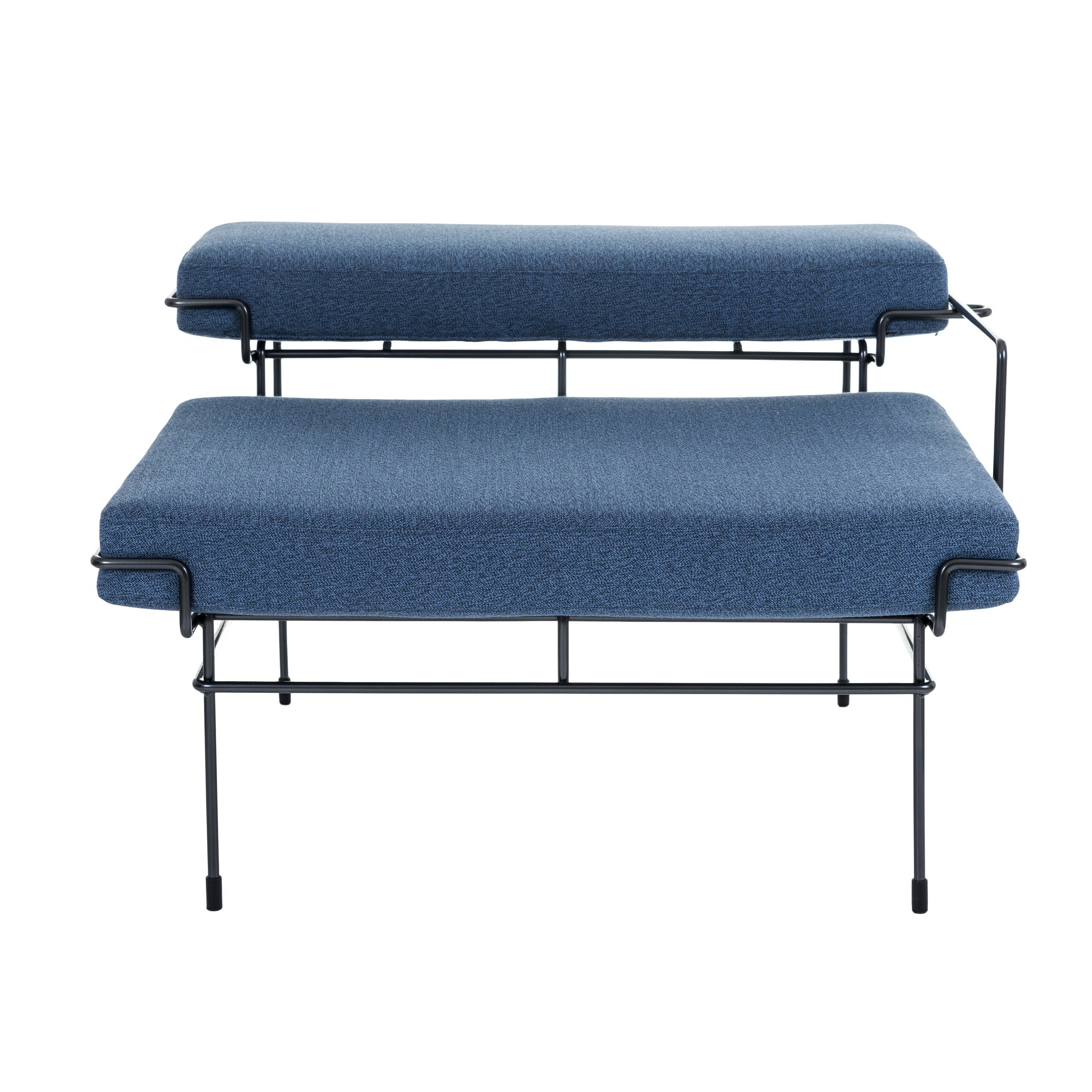 TRAFFIC upholstered pouf with a white steel base