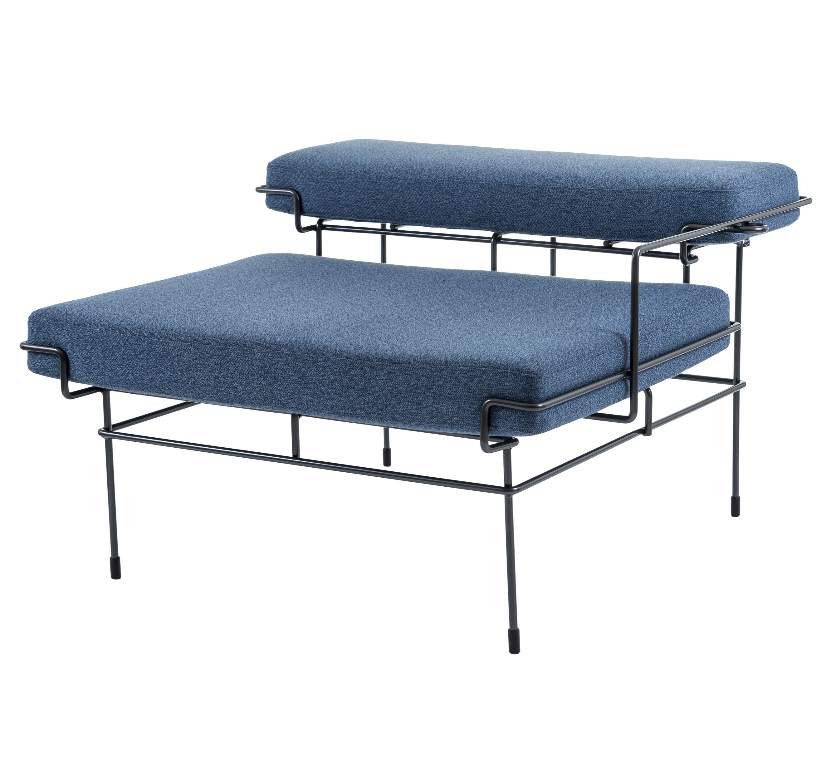 TRAFFIC upholstered pouf with a white steel base