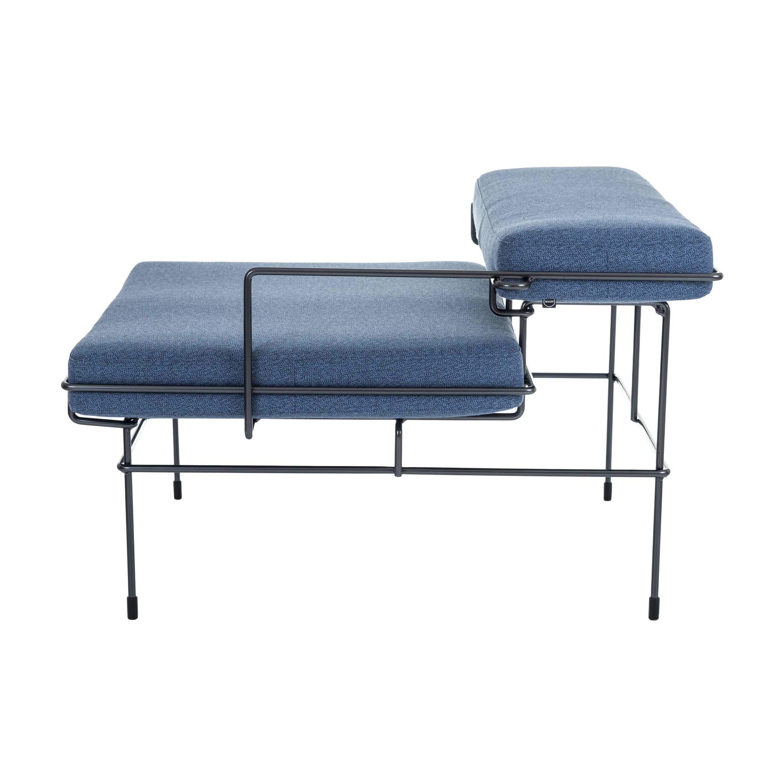 TRAFFIC upholstered pouf with a white steel base