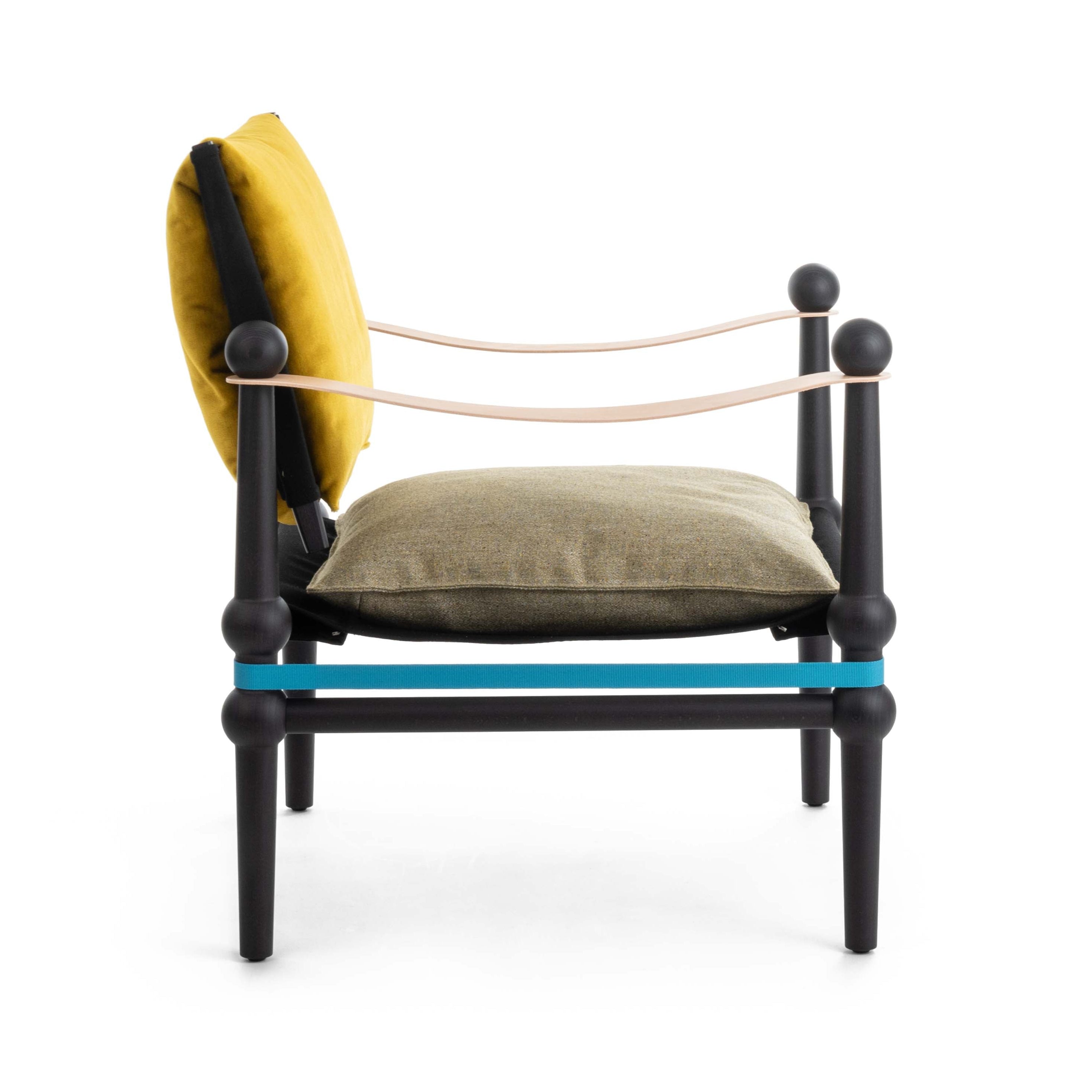 TWAIN armchair in yellow with a black beech base