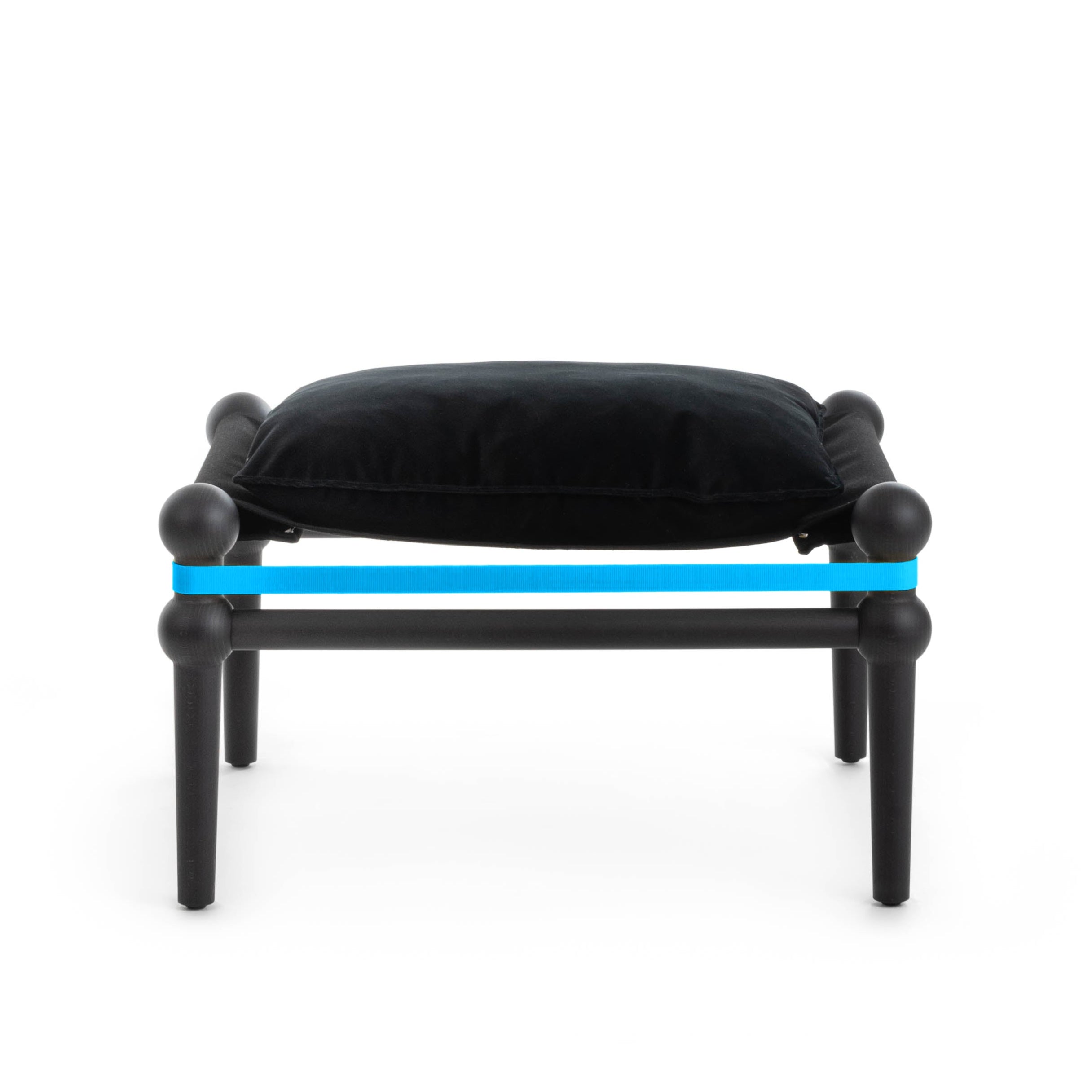 TWAIN ottoman customized with a black beech base