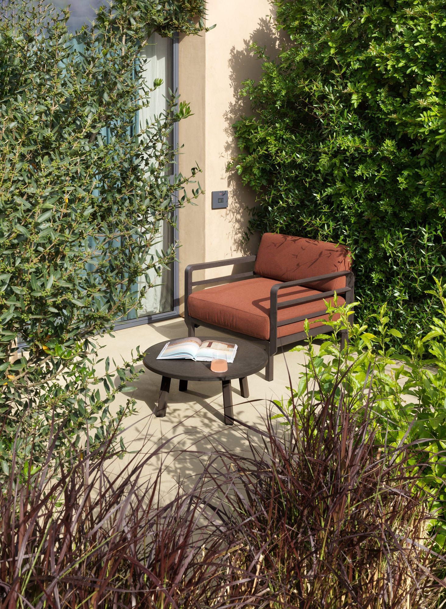 MAXIMO 5 Gray Modular Outdoor Corner Sofa with Brown Base